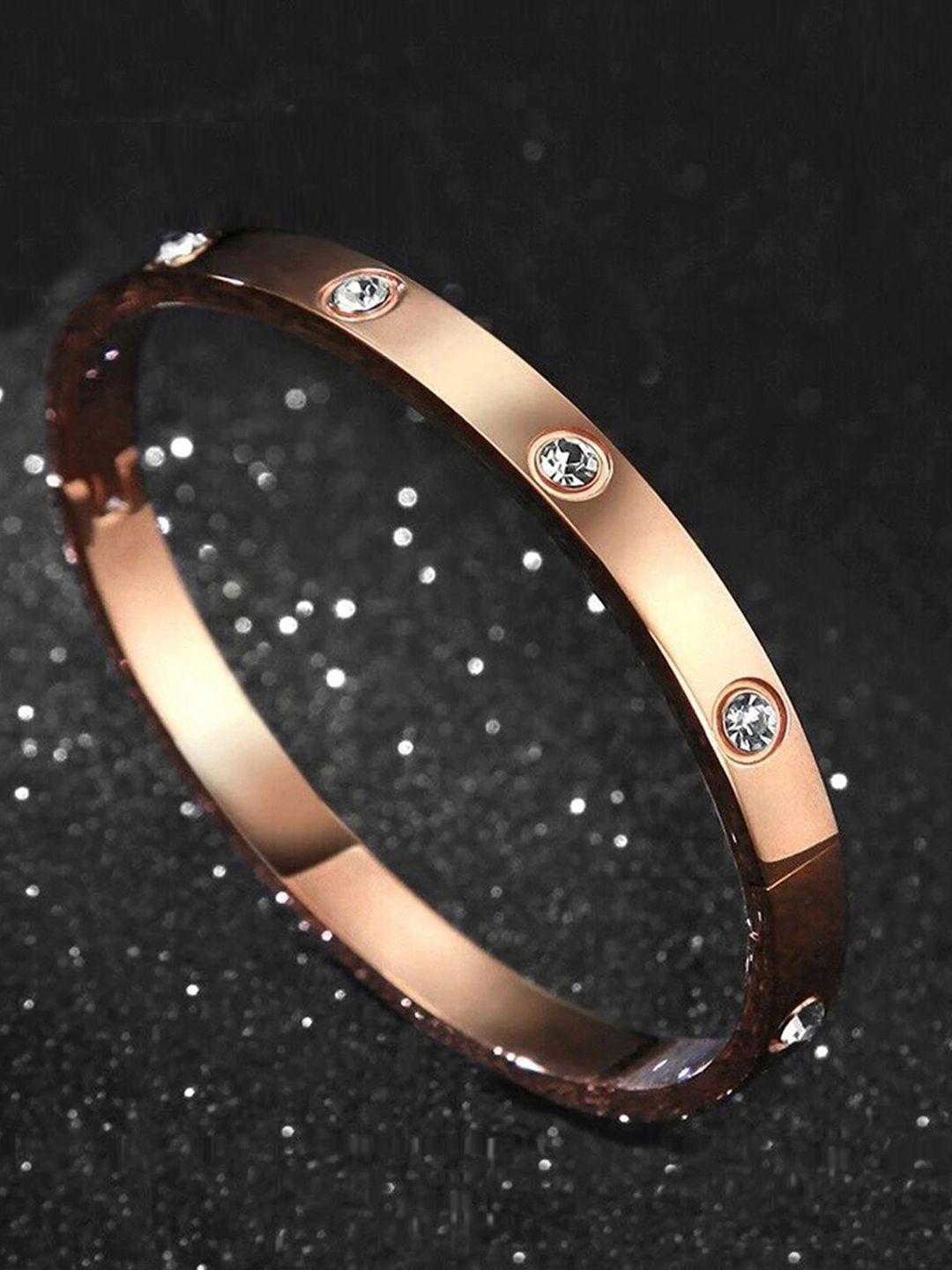 Designs & You American Diamond Rose Gold-Plated Kada Bracelet-picture-19