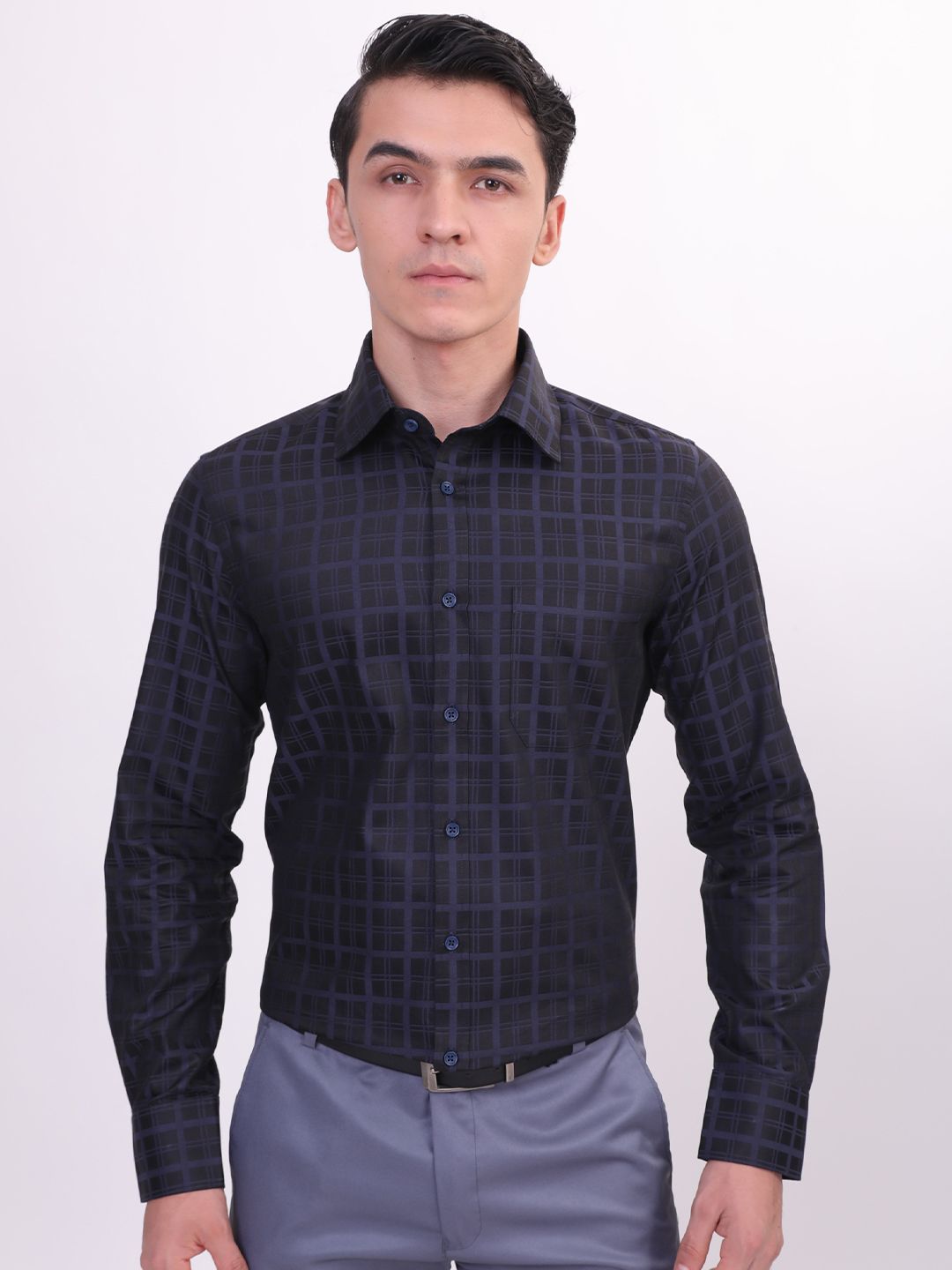 LOUIS STITCH Comfort Checked Cotton Formal Shirt-picture-17