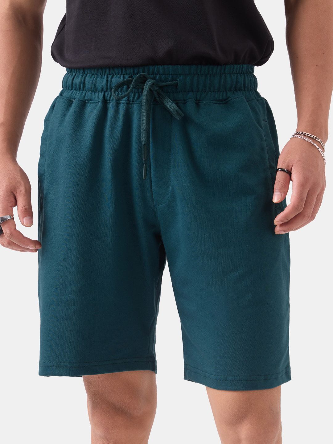 The Souled Store Men Teal Mid Rise Shorts