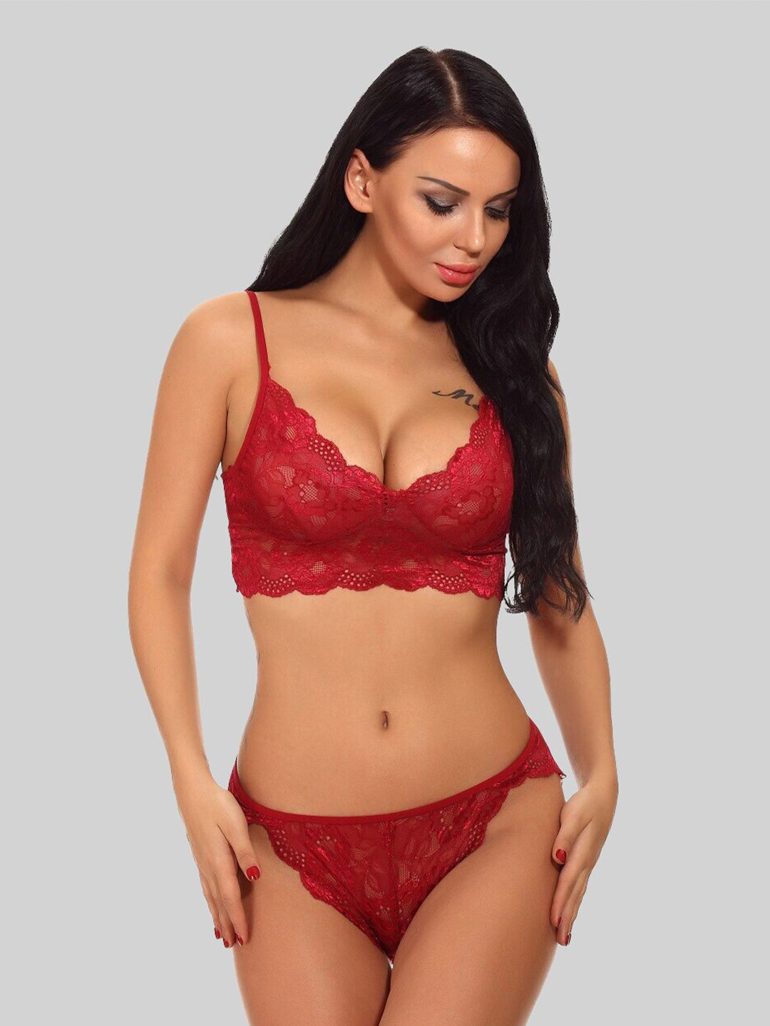 Buy Krelin Krelin Self Design Net Lingerie Set at Redfynd