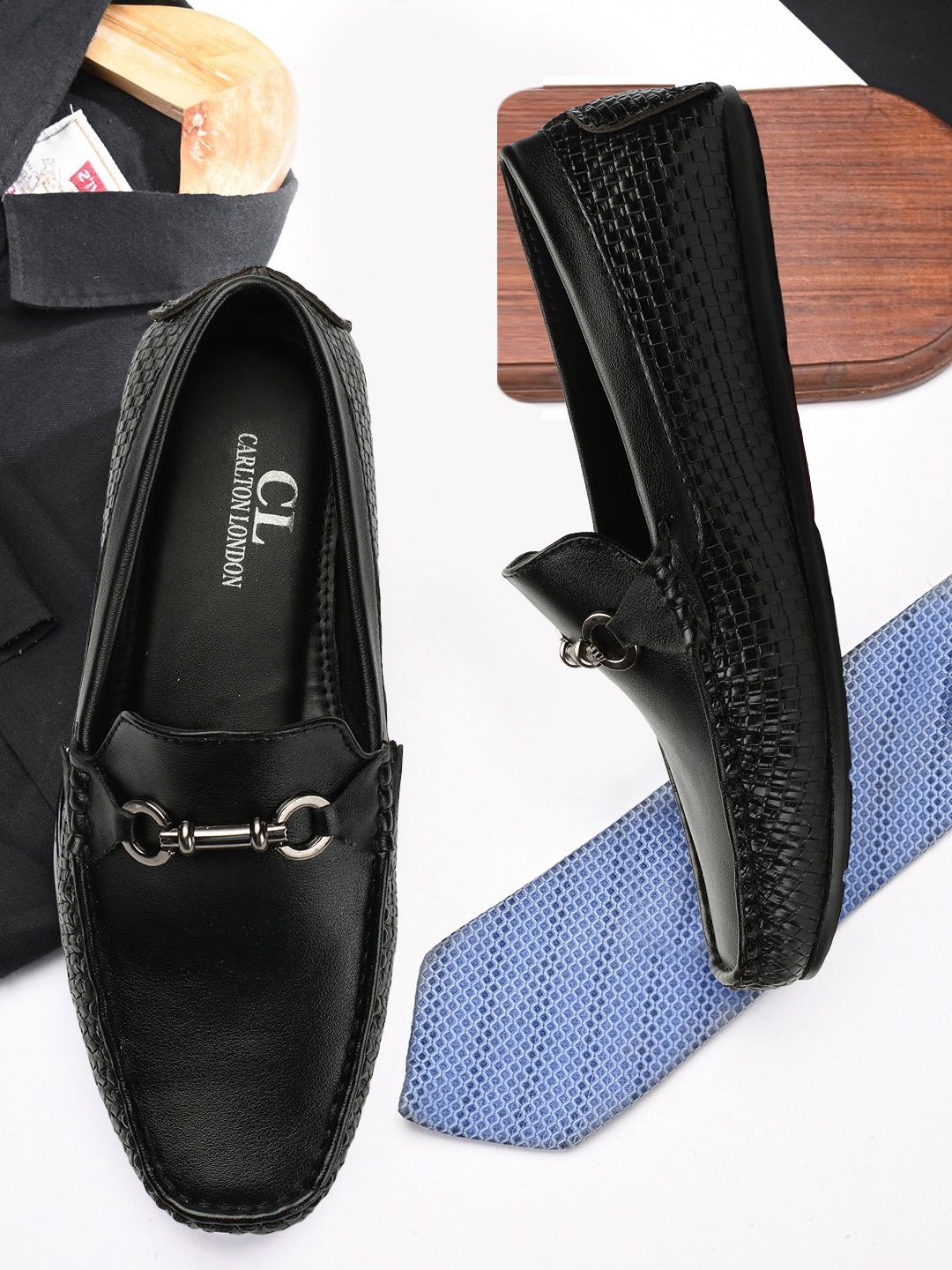 Carlton London Men Textured Lightweight Horsebit Loafers-picture-33