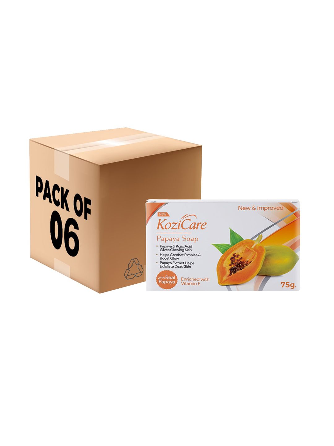KOZICARE Pack Of 6 Papaya Soap with Kojic Acid+Vit E+Papaya Extract - 75g Each-picture-18