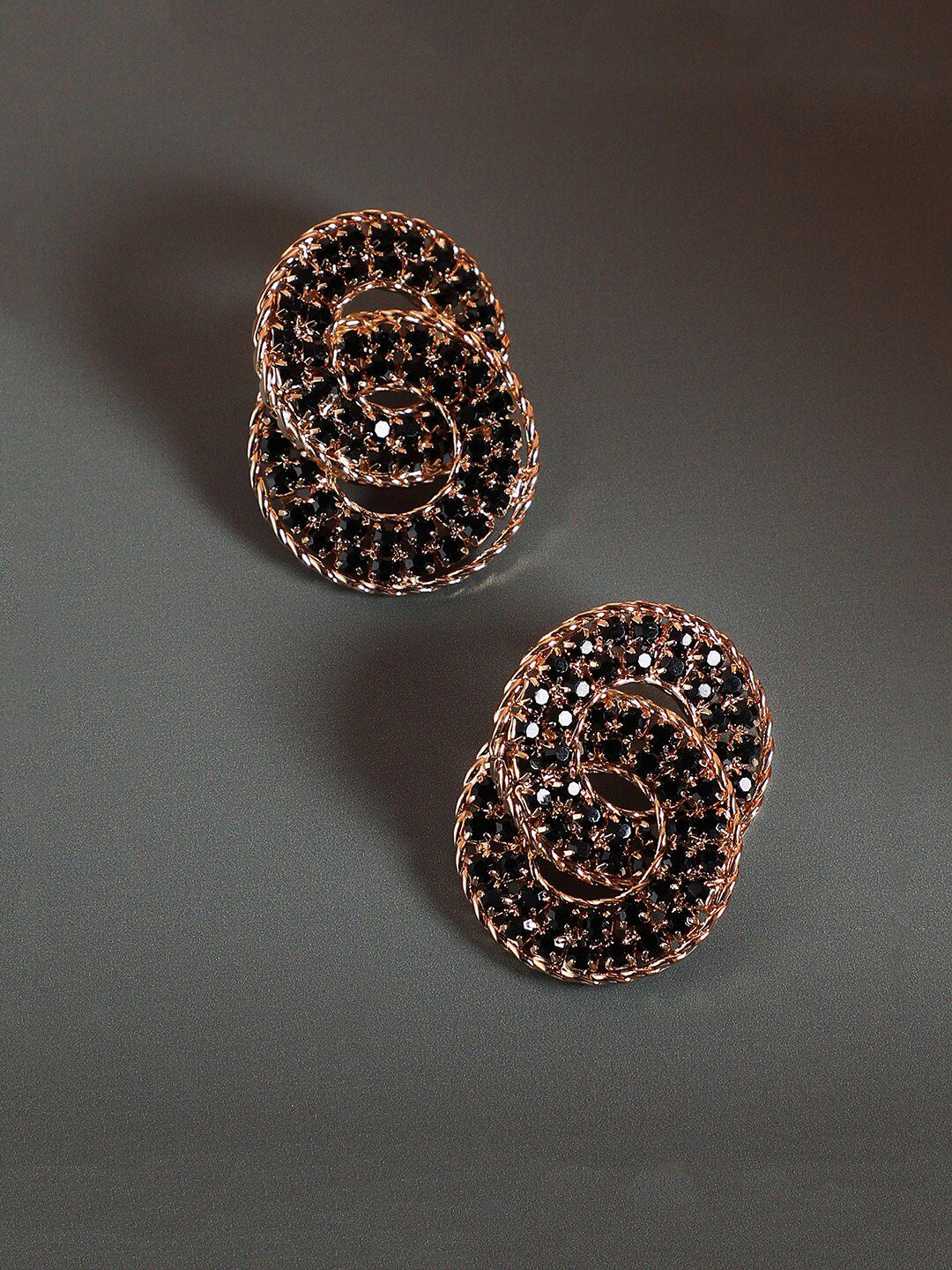 SOHI Gold Plated Stone Studded Contemporary Stud Earrings-picture-37