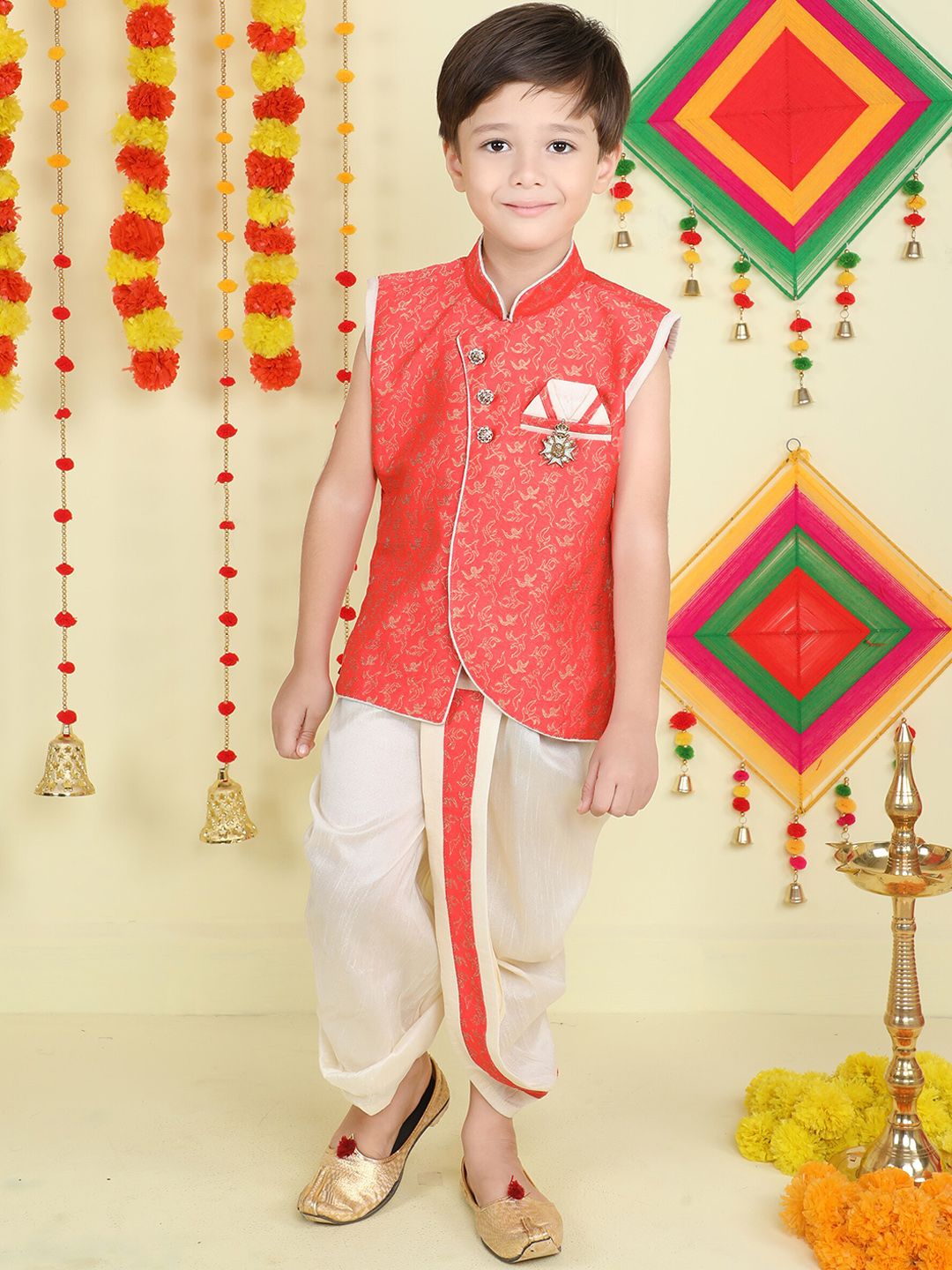 BAESD Boys Woven Design Regular Kurta with Dhoti Pants-picture-23