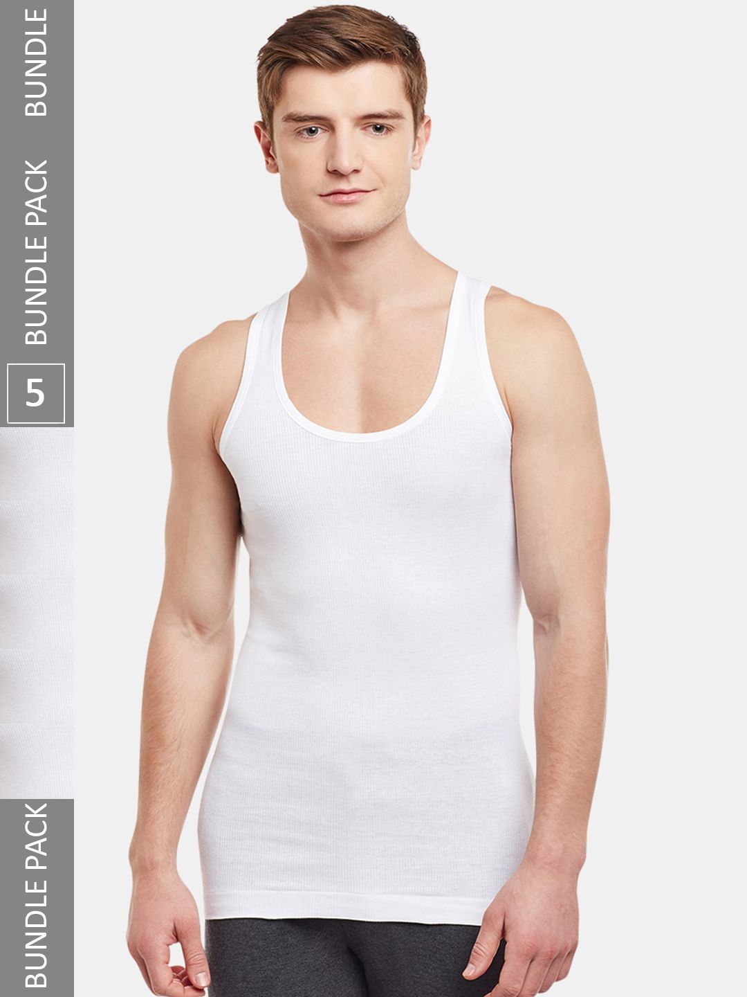 BODYX Pack Of 5 Round Neck Cotton Innerwear Vests-picture-32