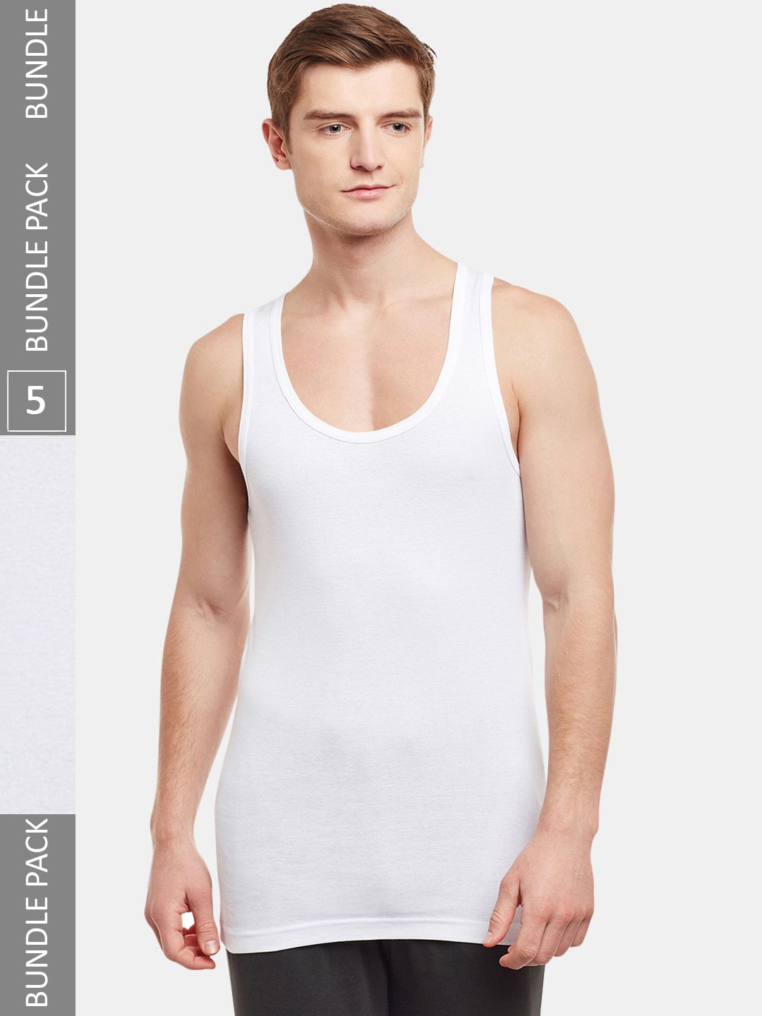 BODYX Pack Of 5 Round Neck Pure Cotton Innerwear Vests-picture-11