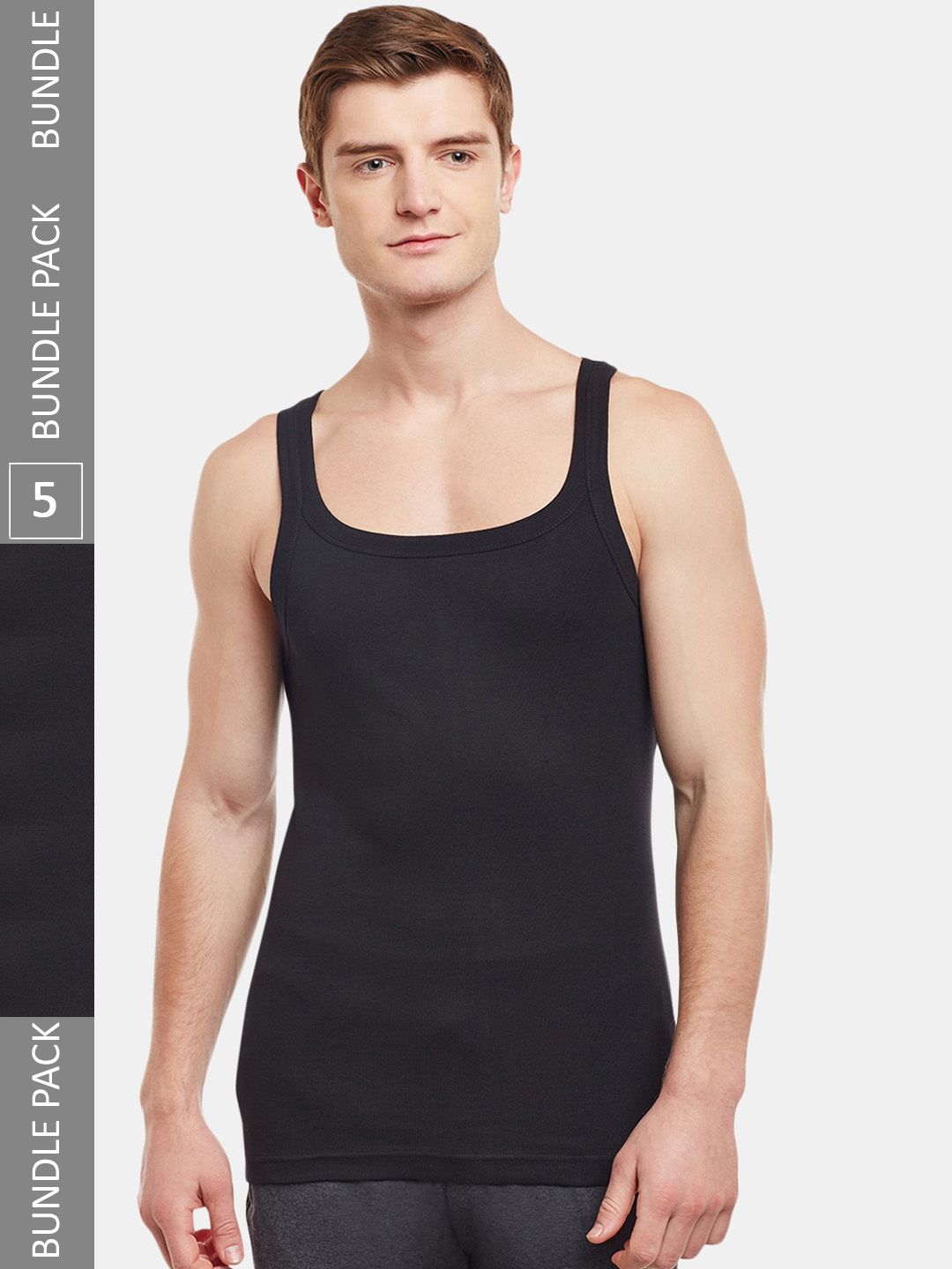 BODYX Pack Of 5 Pure Cotton Gym Innerwear Vests-picture-27