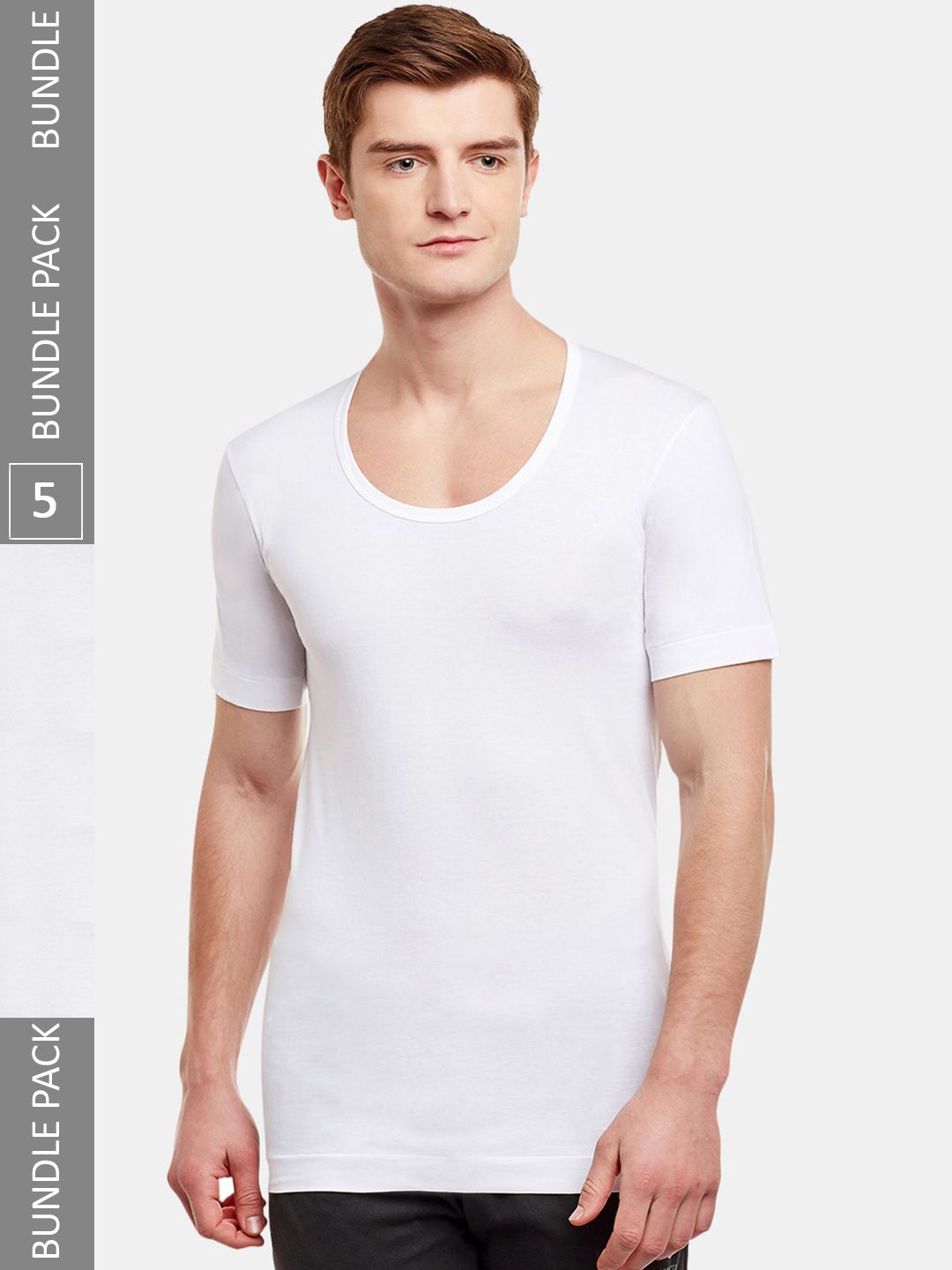 BODYX Pack Of 5 Pure-Cotton Half Sleeve Innerwear Vests-picture-40