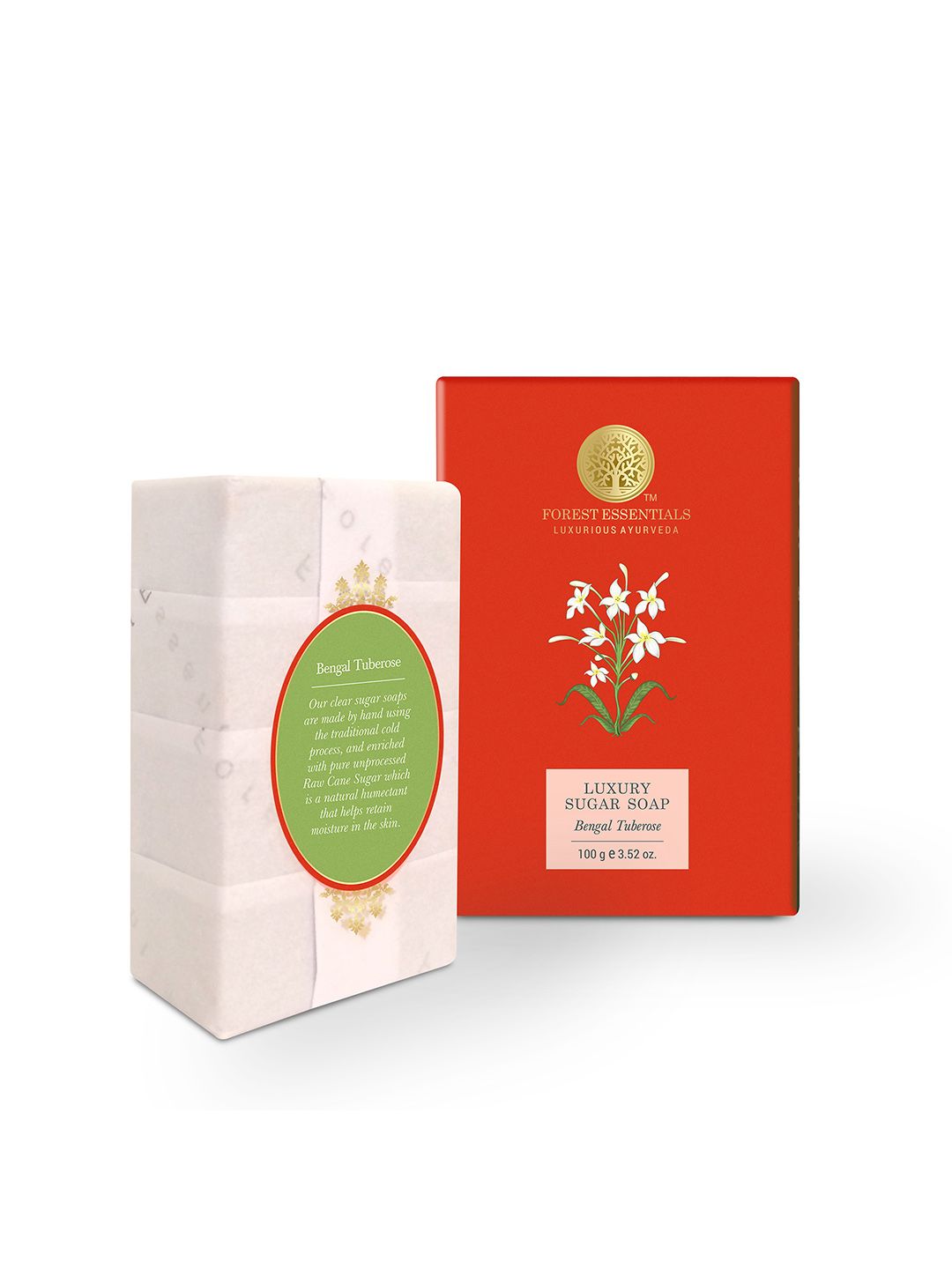 Forest Essentials Ayurvedic Handmade Bengal Tuberose Luxury Sugar Bath Soap - 100g-picture-34