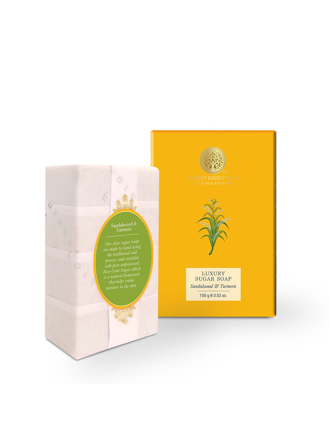 Forest Essentials Ayurvedic Handmade Sandalwood & Turmeric Luxury Sugar Bath Soap - 100g-picture-39
