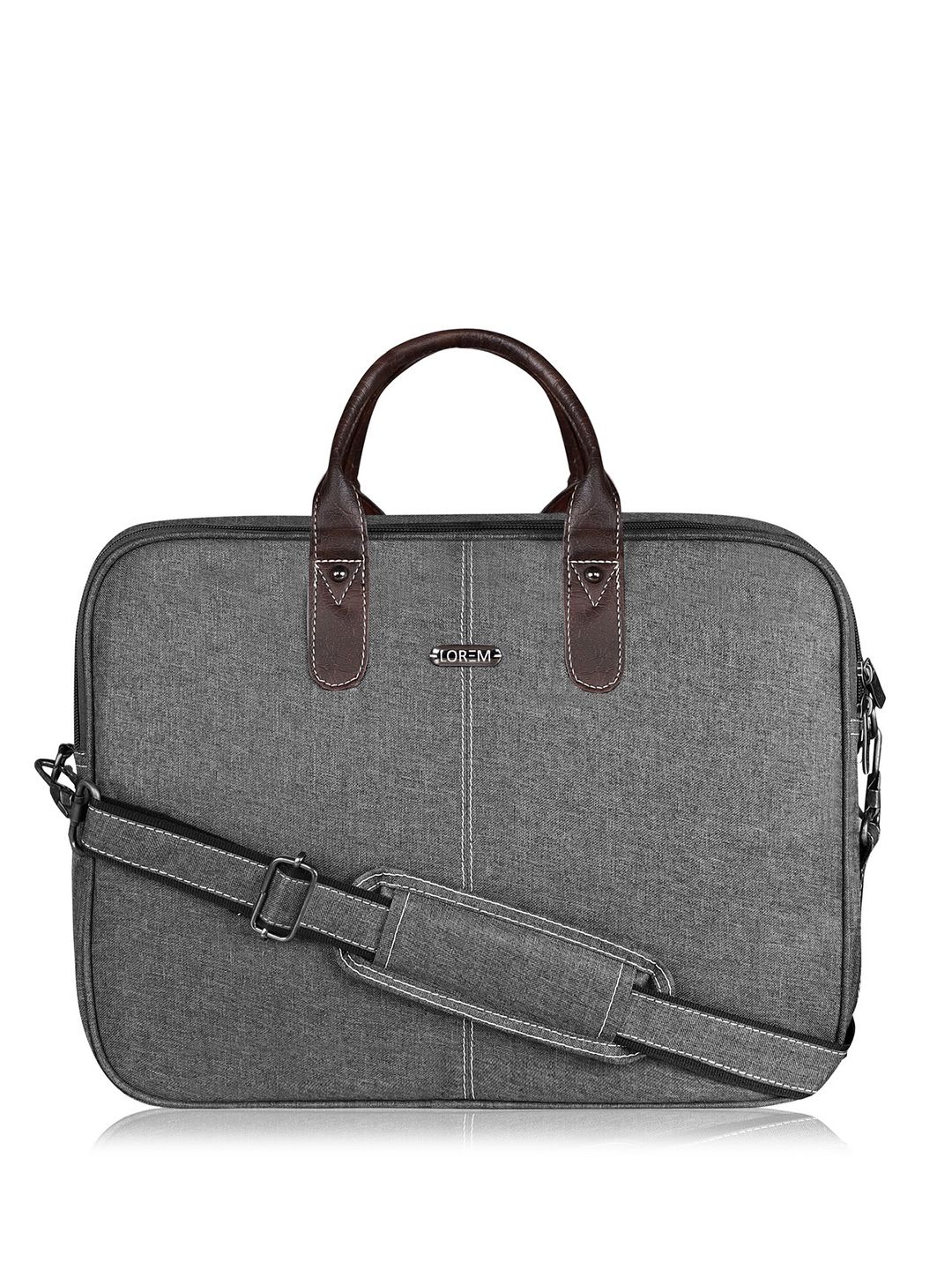 LOREM Men Grey Textured Laptop Bag-picture-13