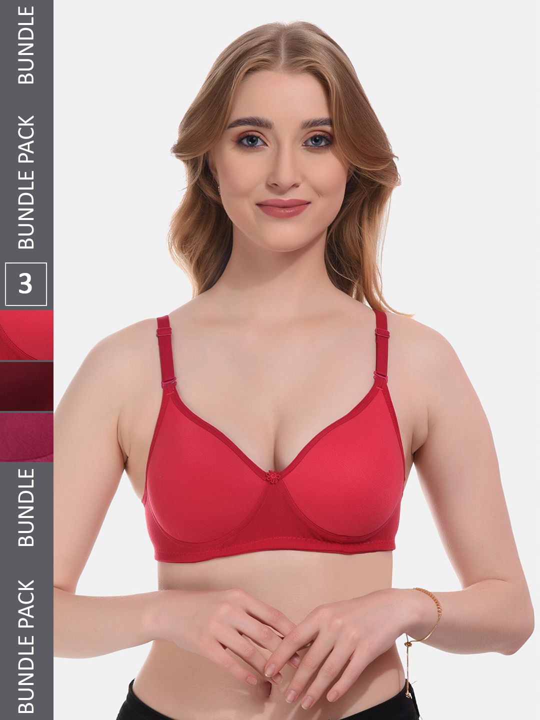 Boleem Pack Of 3 Everyday Bra Full Coverage Lightly Padded
