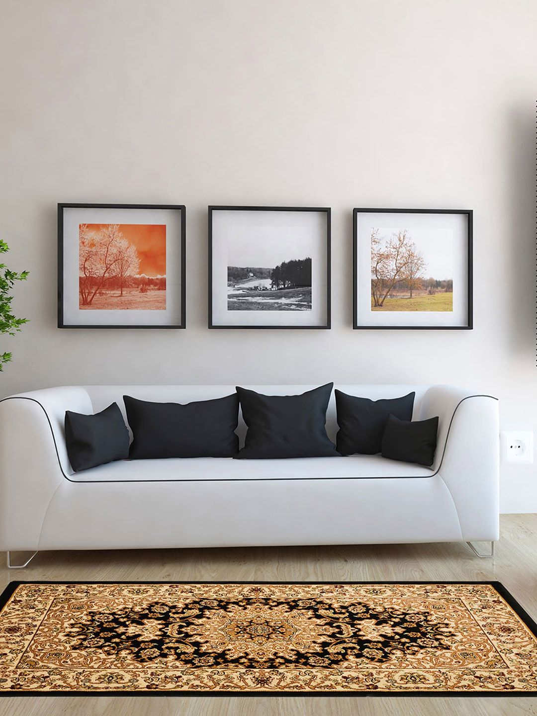 OBSESSIONS Black & Beige Ethnic Motif Anti-Static Floor Runner-picture-27