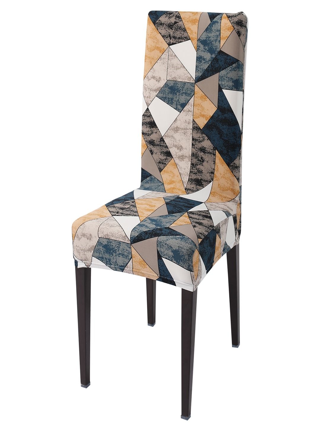HOKIPO Blue & Beige Printed Stretchable Chair Cover