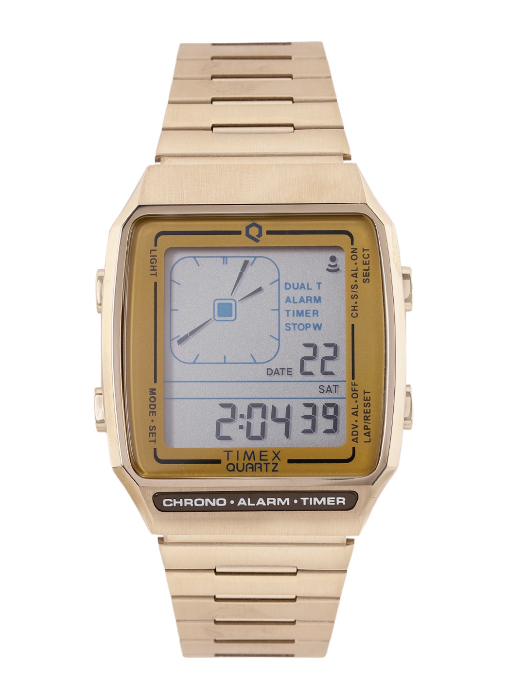 Timex Men Q Reissue Stainless Steel Digital Multi Function Watch TW2U72500U9