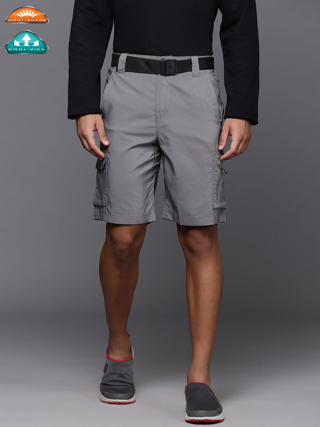 Columbia Men Solid Mid-Rise Regular Fit Cargo Shorts-picture-50