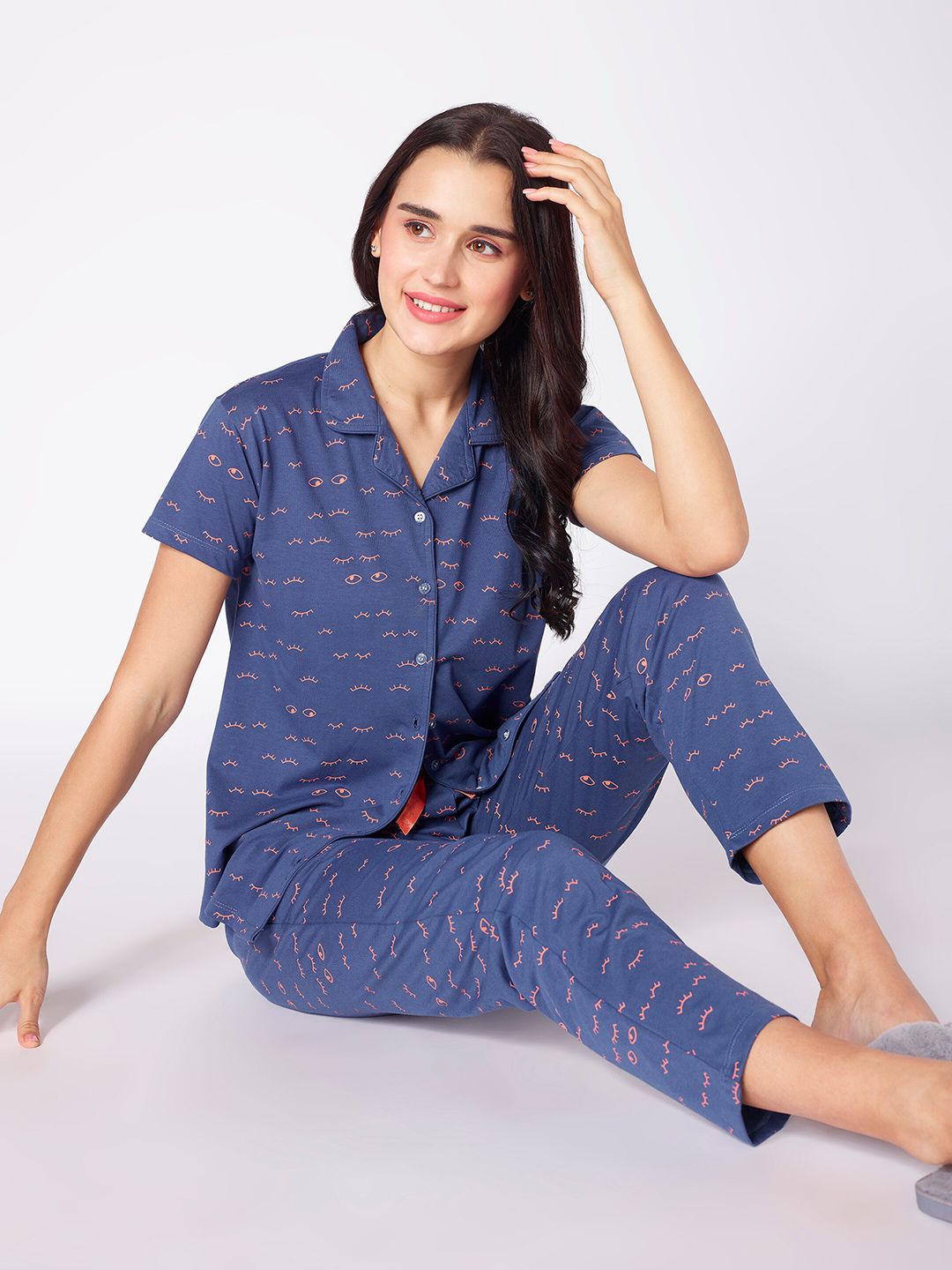 beebelle Blue & Pink Conversational Printed Night Suit-picture-19