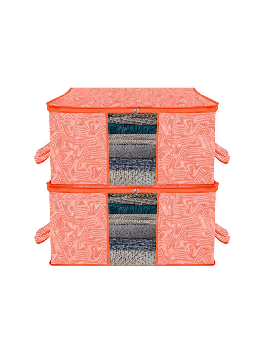 Kuber Industries Orange 2 Pieces Printed Underbed Storage Bags-picture-29
