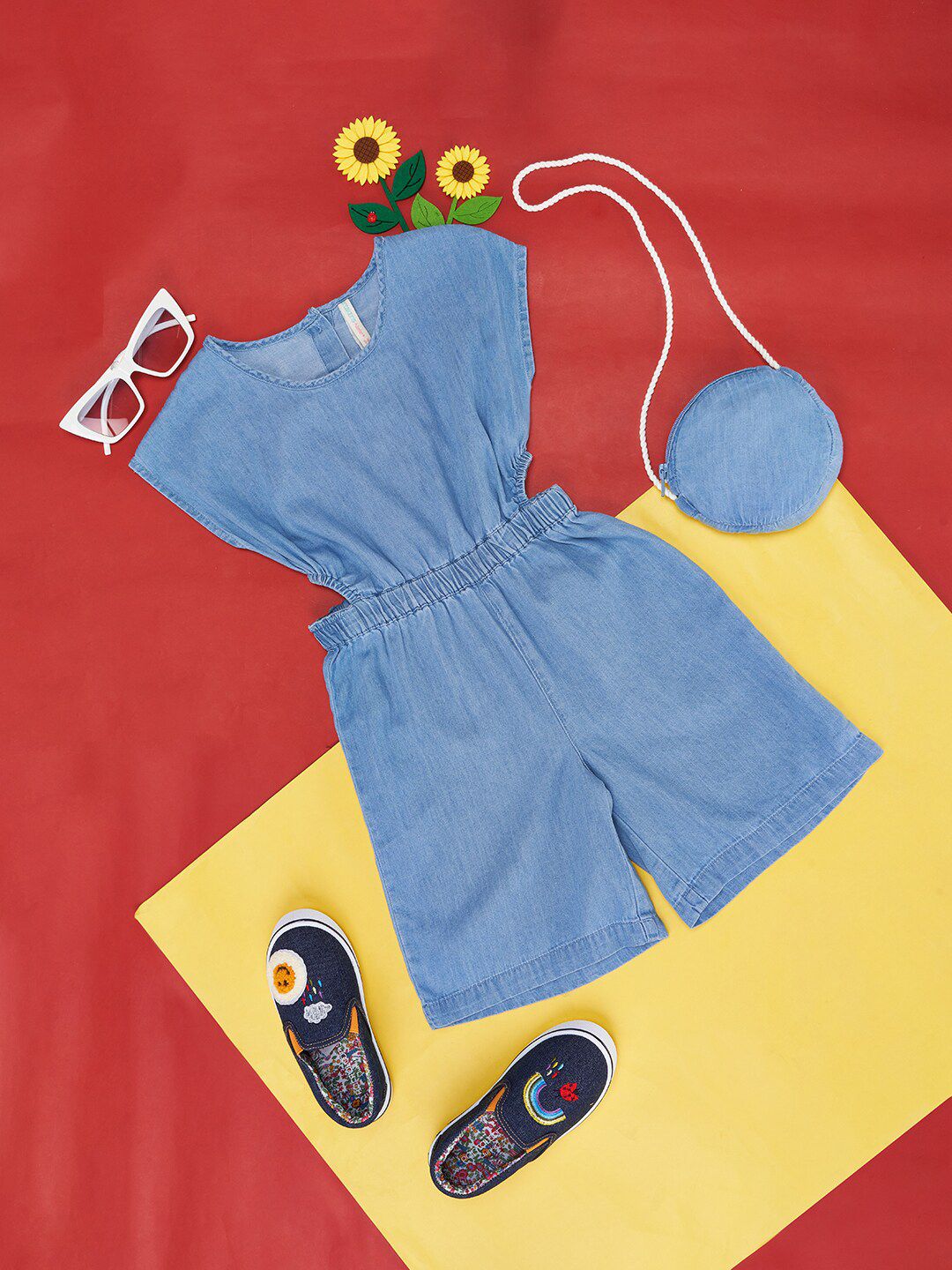 Pantaloons Junior Girls Round Neck Cotton Playsuit-picture-34