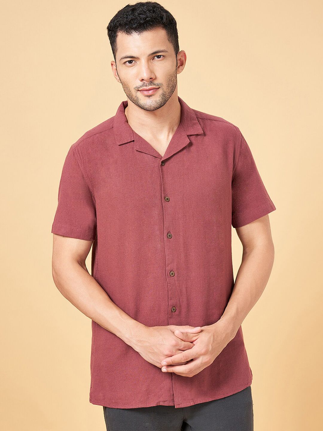 7 Alt by Pantaloons Cuban Collar Short Sleeves Casual Cotton Shirt-picture-10