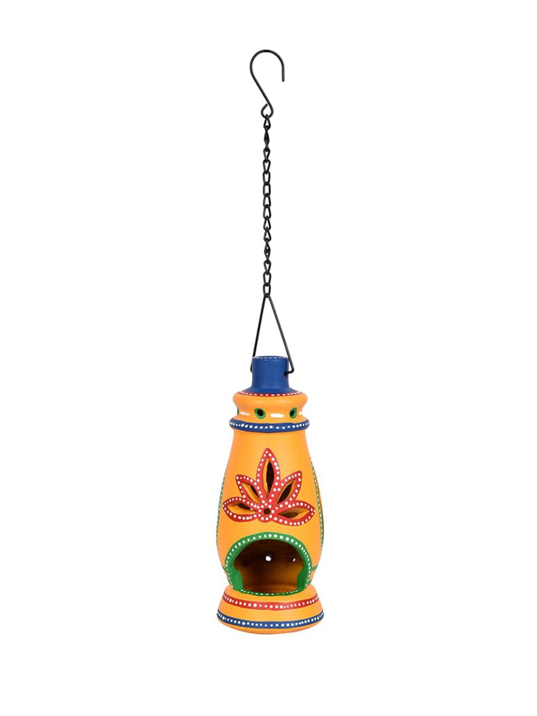 AAKRITI ART CREATIONS Yellow Terracotta Printed Hanging Tea light-picture-31