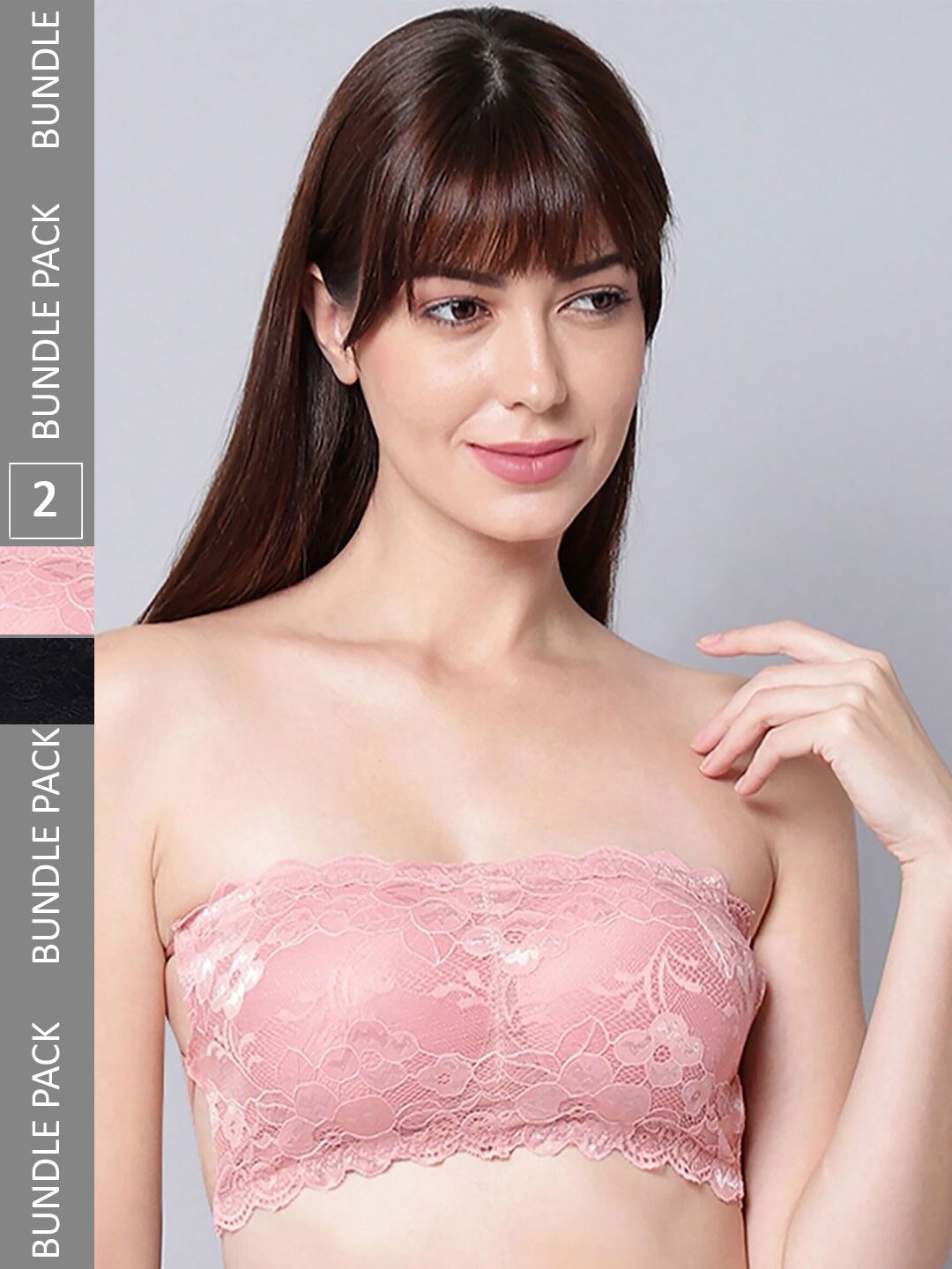 AROUSY Pack Of 2 Self Design Lightly Padded Bandeau Bra With 360 Degree Support-picture-22
