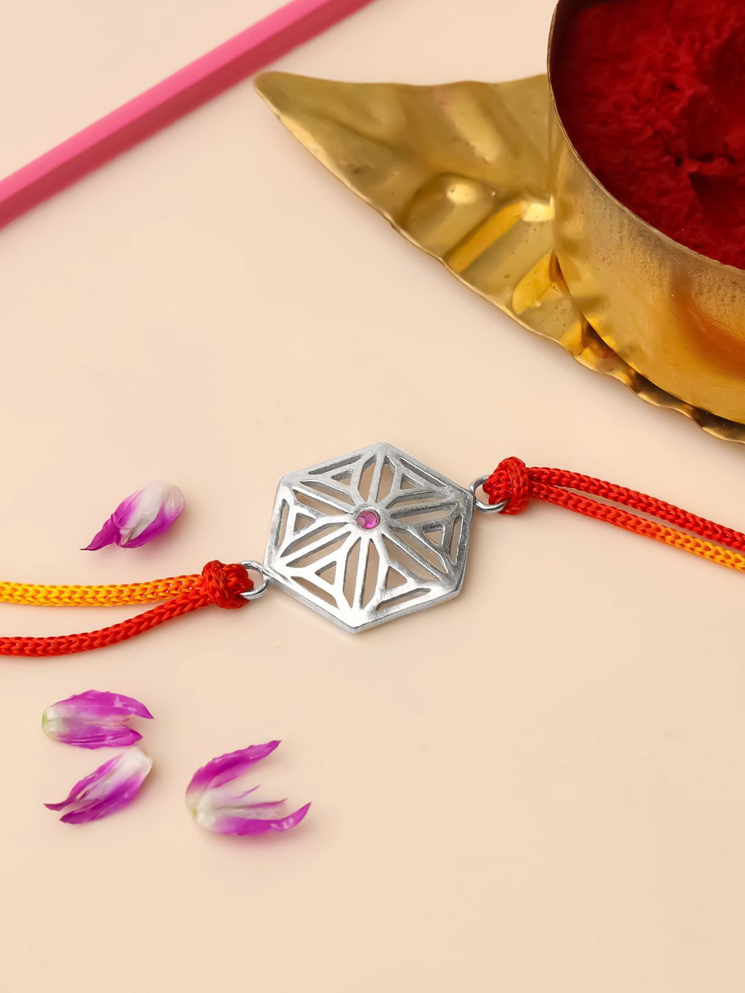 GIVA 925 Sterling Silver Stone-Studded Rakhi-picture-33