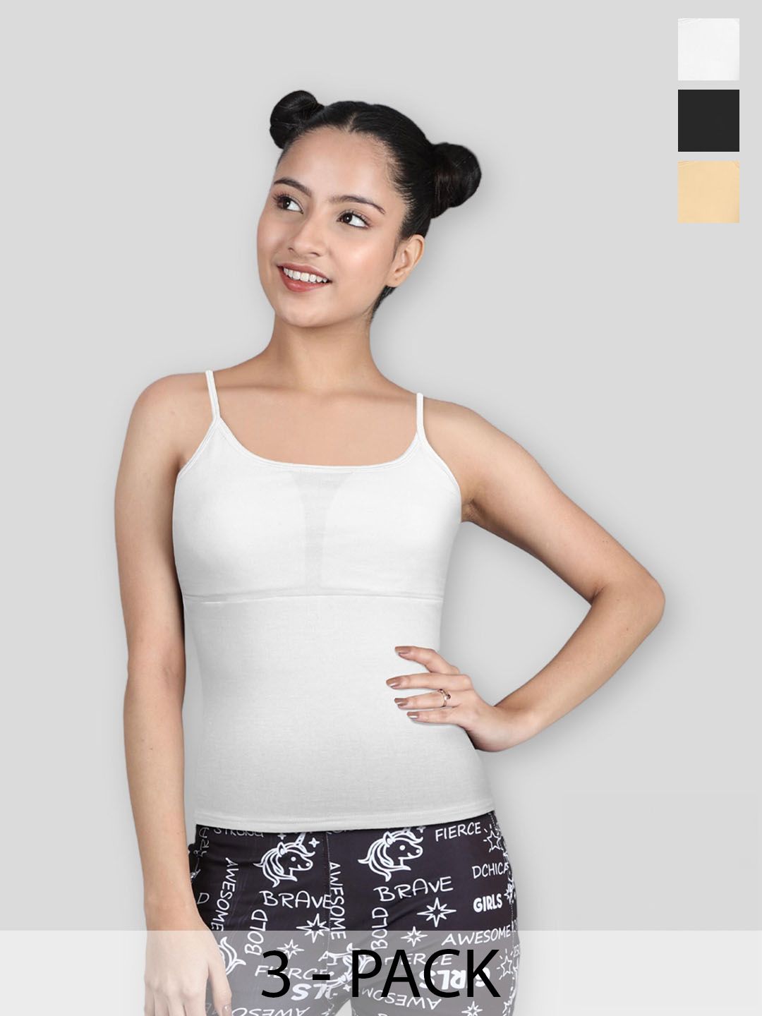 DChica Pack Of 3 Lightly Padded Cotton Camisoles-picture-36