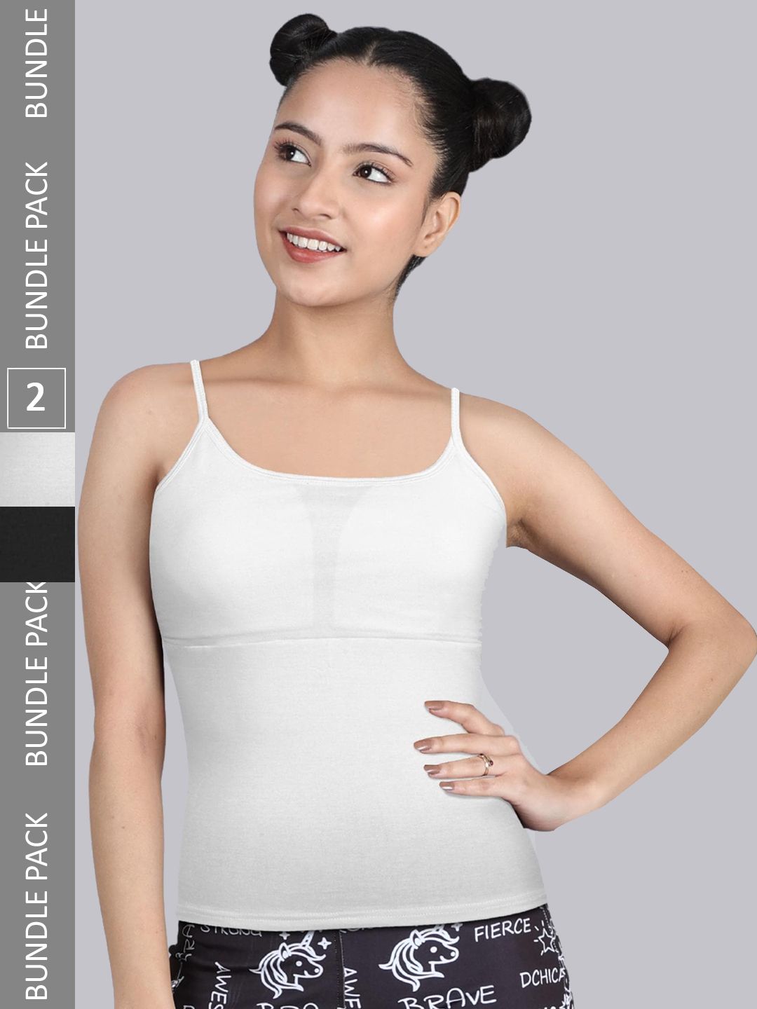 DChica Pack Of 2 Cotton Lightly Padded Camisoles-picture-15