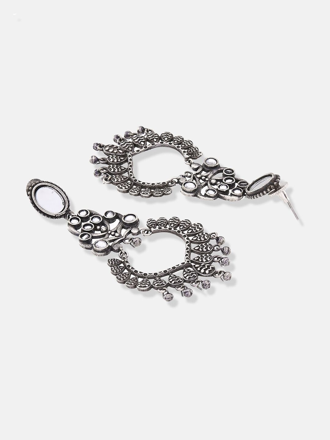ATIBELLE Silver Plated Stone Studded German Silver Chandbalis