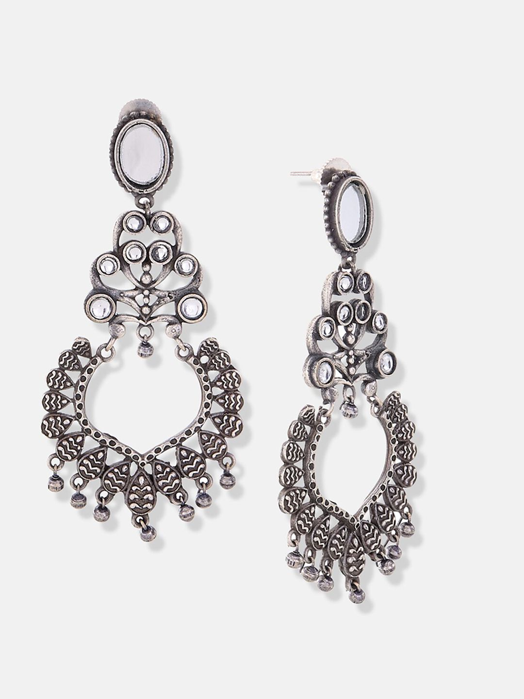 ATIBELLE Silver Plated Stone Studded German Silver Chandbalis