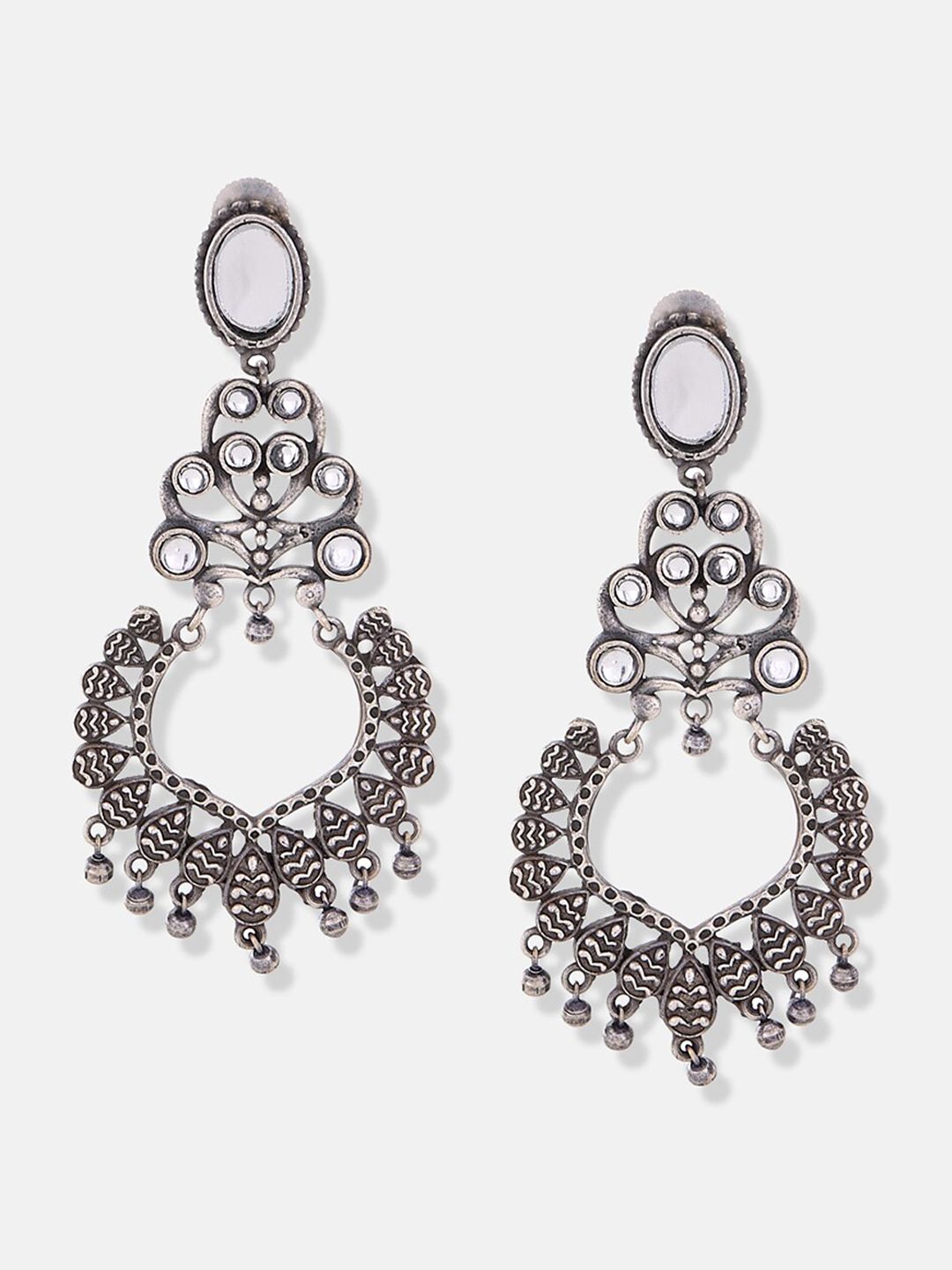 ATIBELLE Silver Plated Stone Studded German Silver Chandbalis