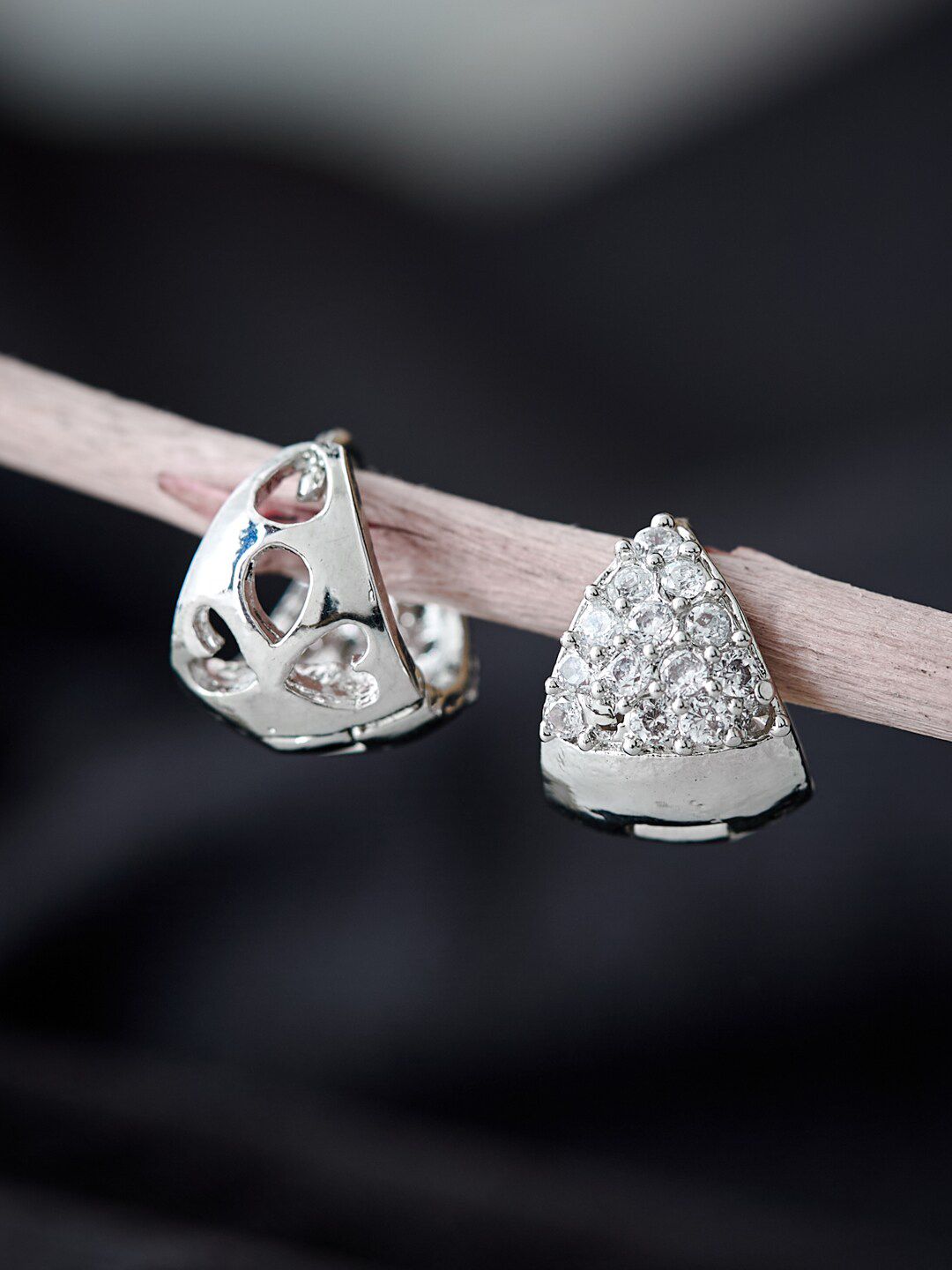 ATIBELLE Silver Plated CZ Studded Studs Earrings