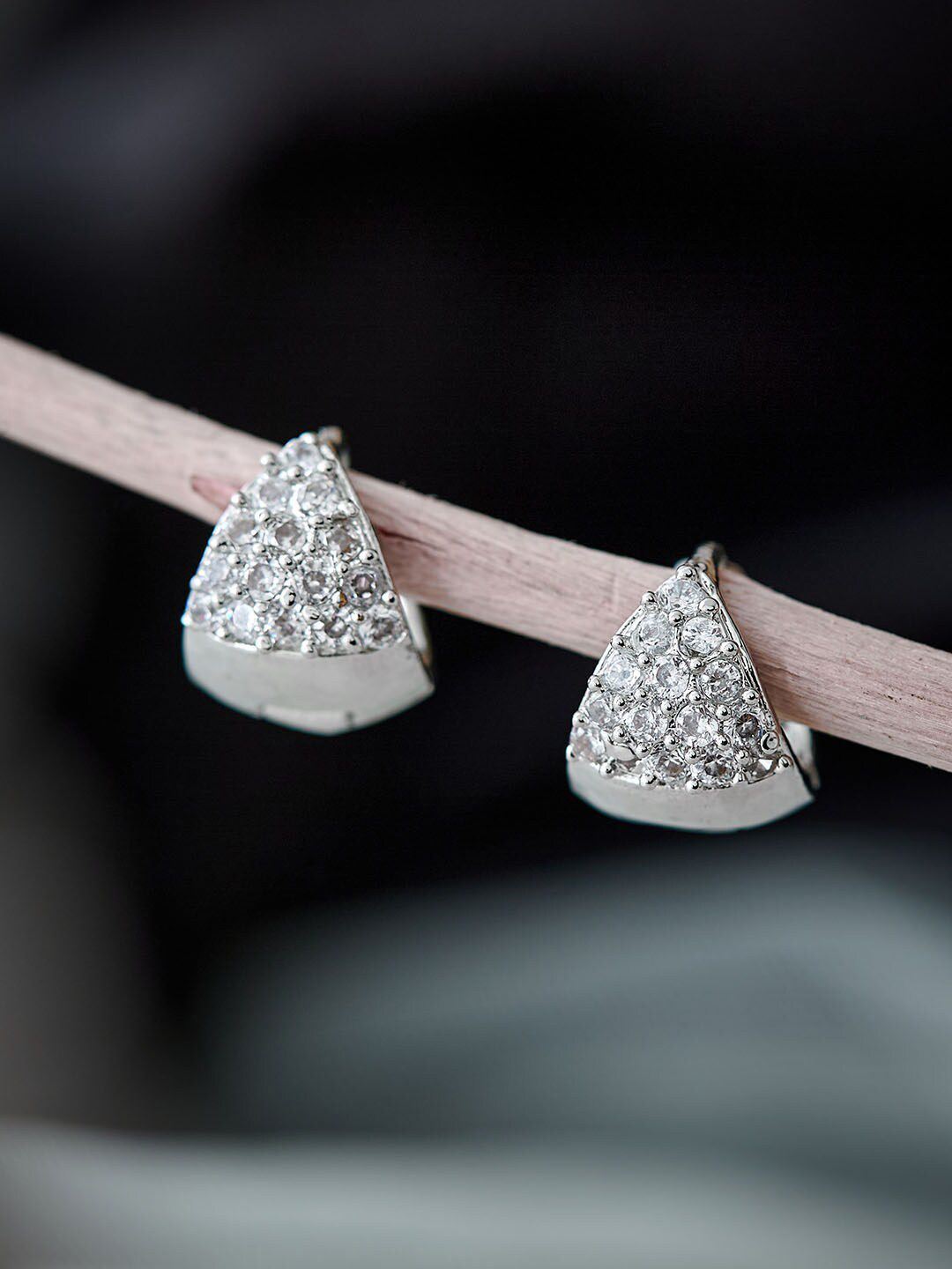 ATIBELLE Silver Plated CZ Studded Studs Earrings