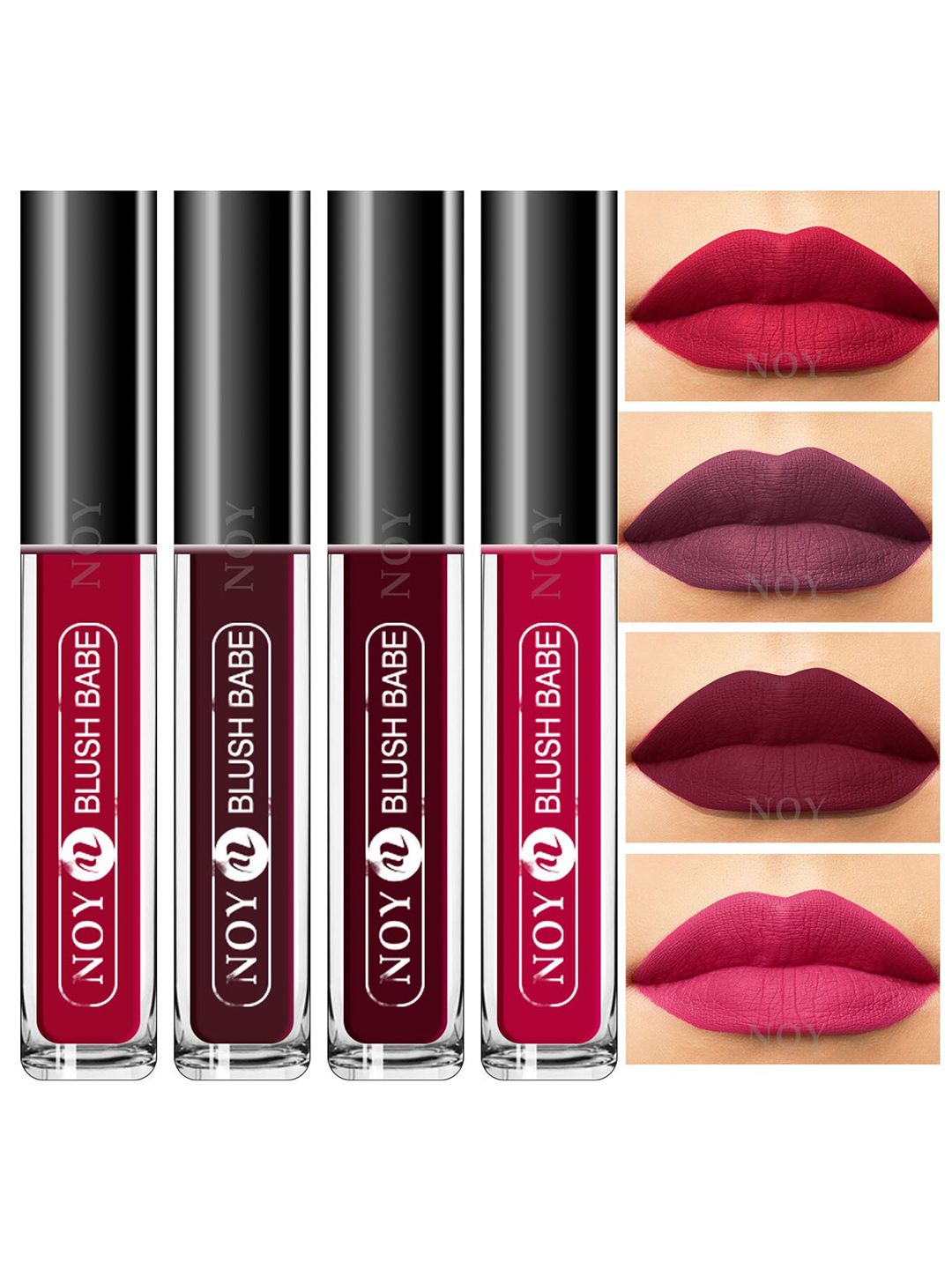 NOY Set of 4 Blush Babe Smudge-Free Matte Liquid Lipstick 4 ml each - Shade 03-05-07-08-image-40