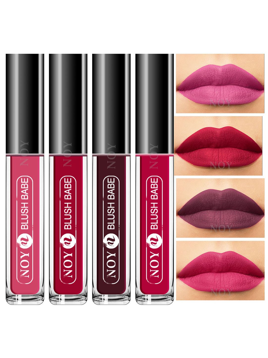 NOY Set of 4 Blush Babe Smudge-Free Matte Liquid Lipstick 4 ml each - Shade 02-03-05-08-image-39