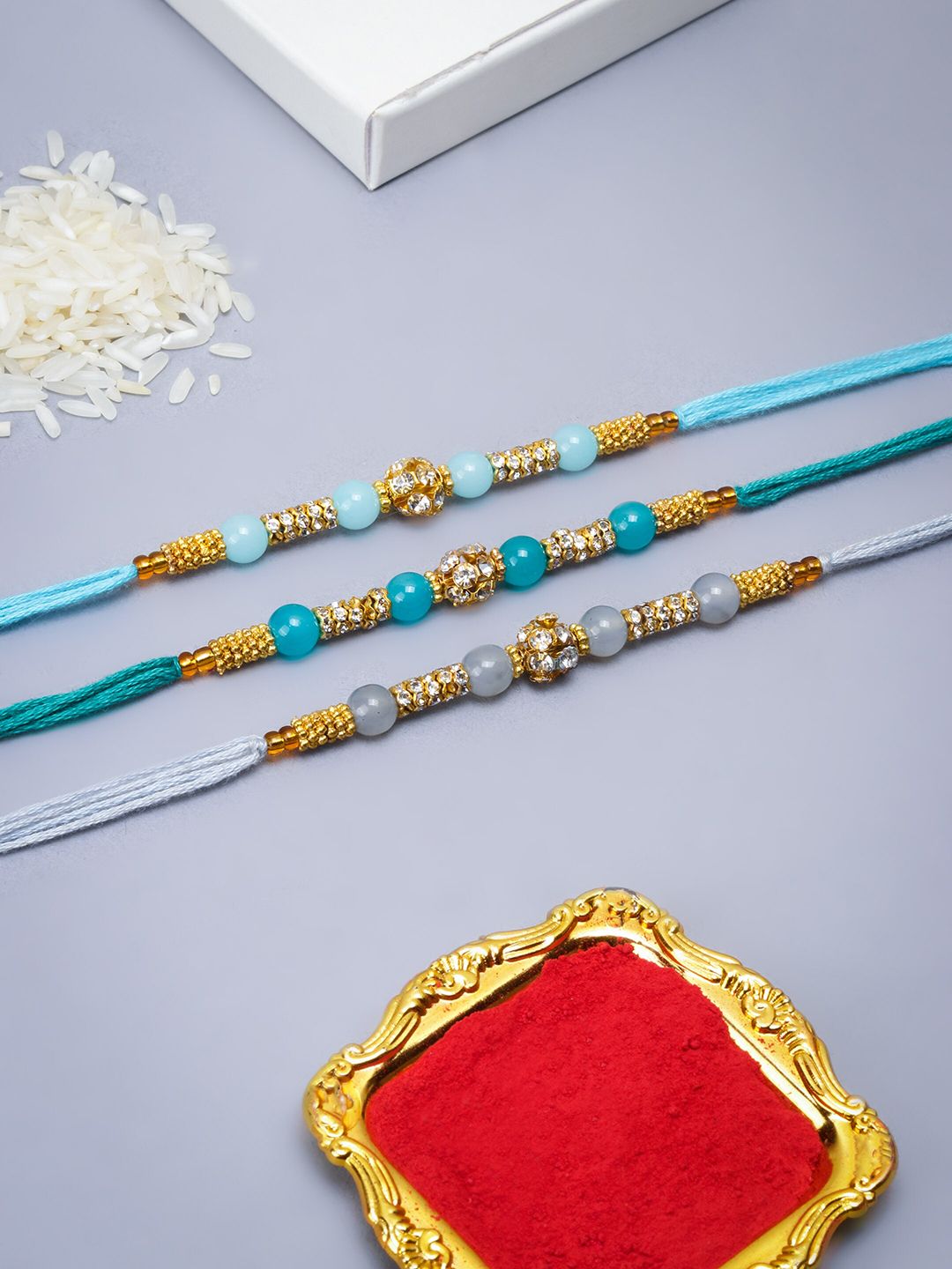 The Purple Tree Men Set Of 3 Beaded Thread Rakhis-picture-18