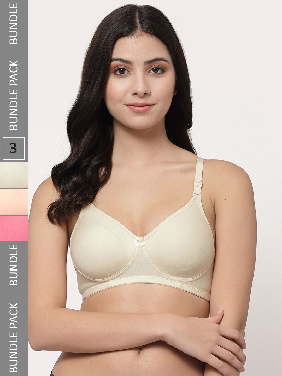 Docare Pack Of 3 Lightly Padded Full Coverage Cotton T-shirt Bra With All Day Comfort