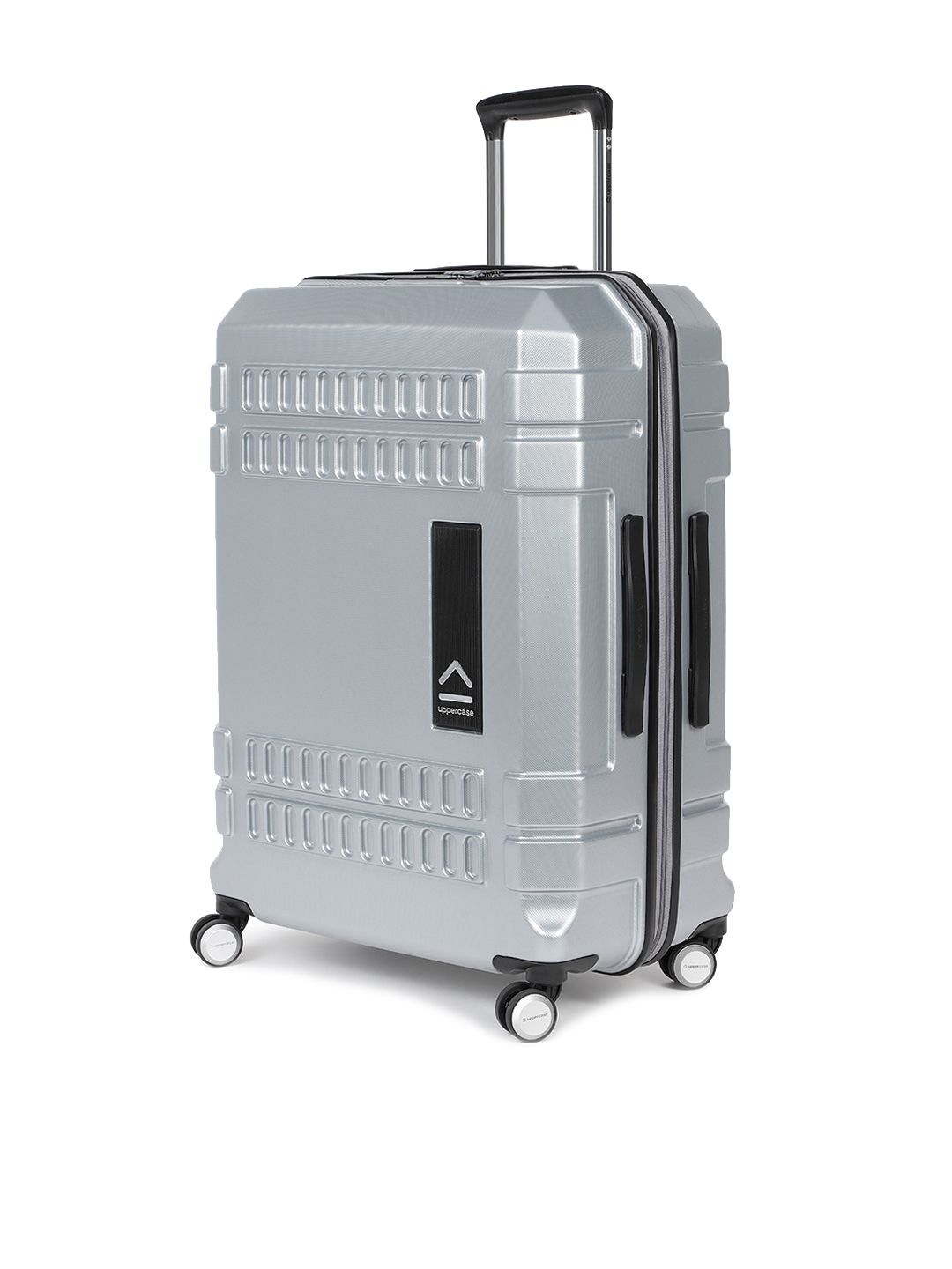 uppercase Grey Textured Bullet Hard-Sided Large Trolley Suitcase