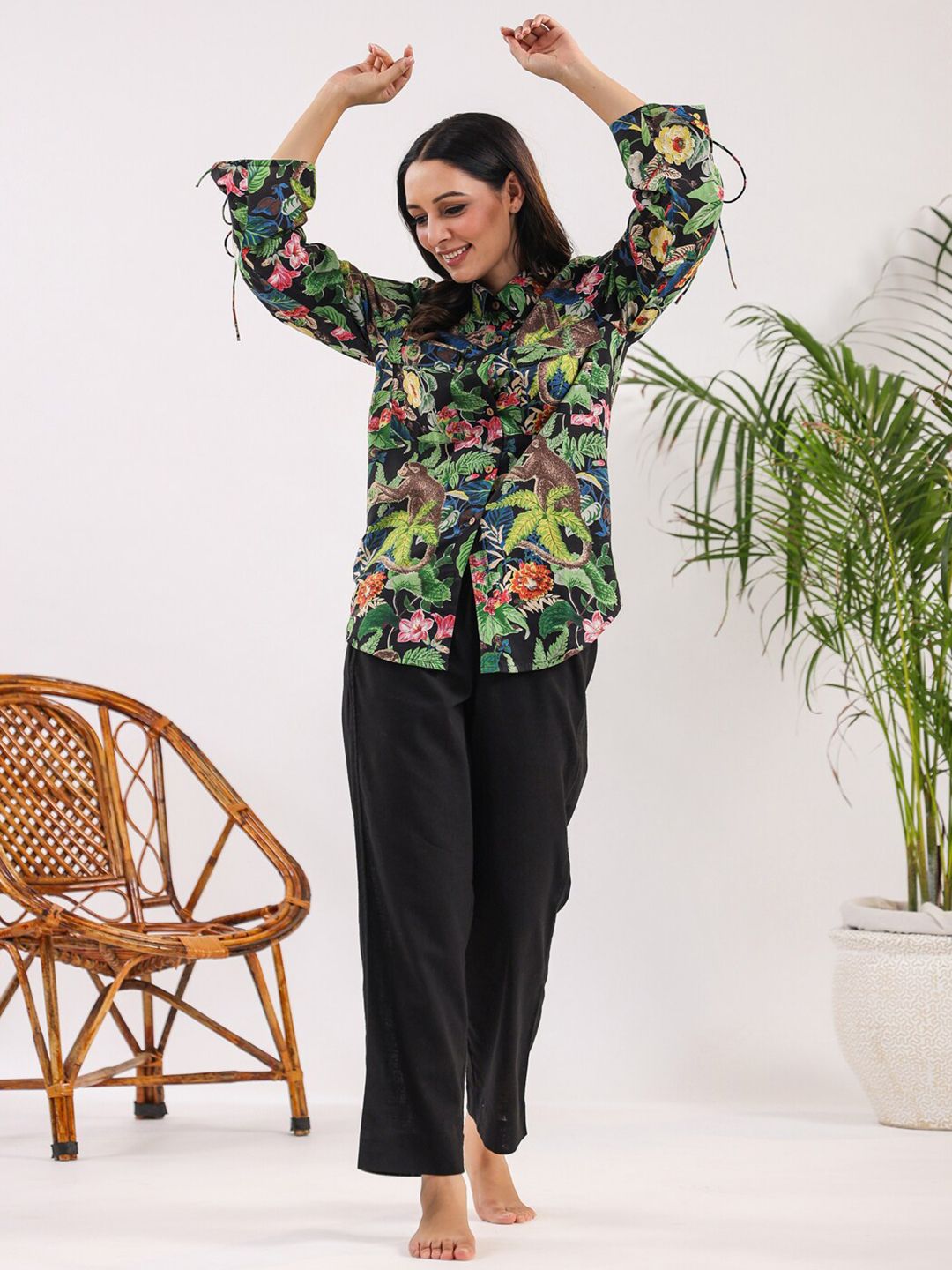 SANSKRUTIHOMES Printed Pure Cotton Night Suit-picture-14