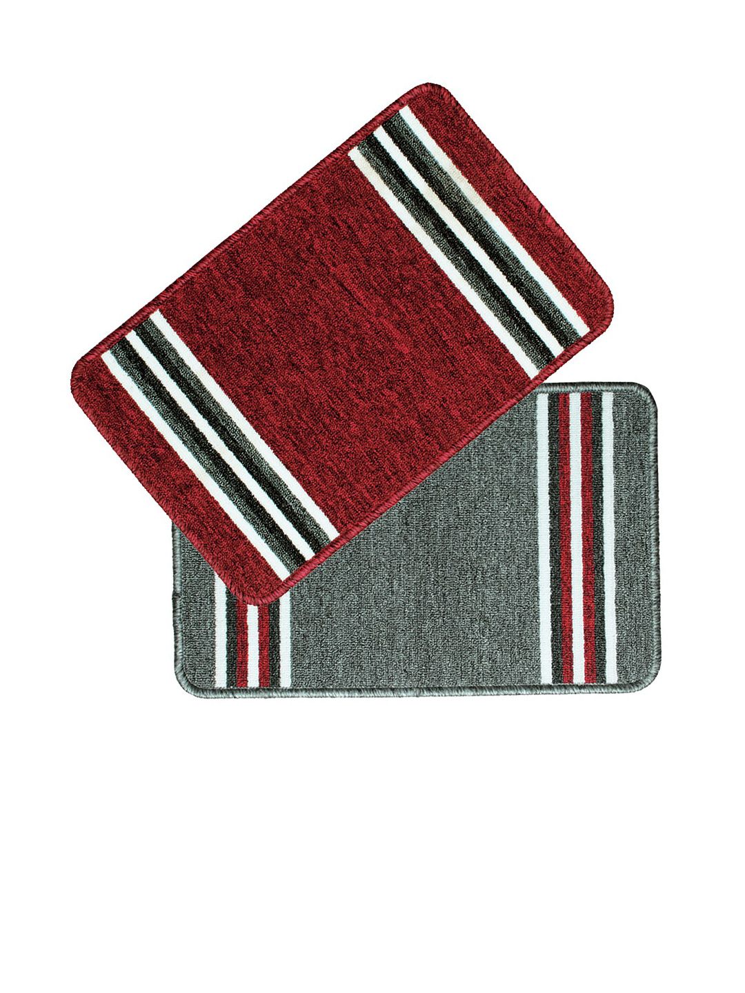 Bedspun Red & Grey 2 Pieces Striped Anti-Skid Doormats-picture-10