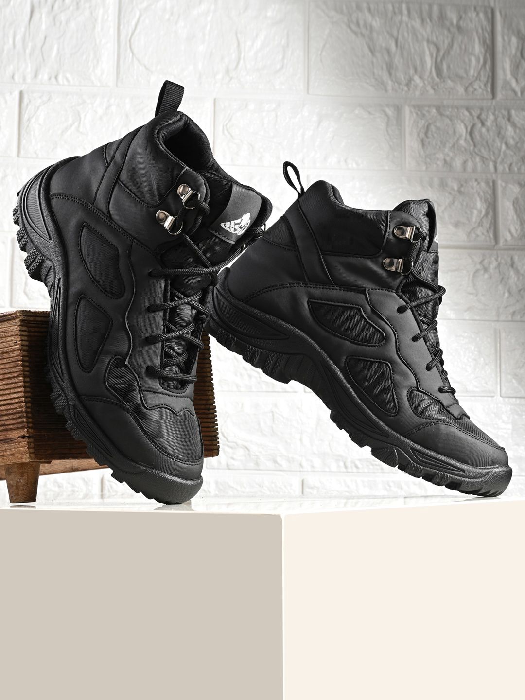 Leo's Fitness Shoes Men Mid Top Platform-Heel Hiking Boots-picture-11