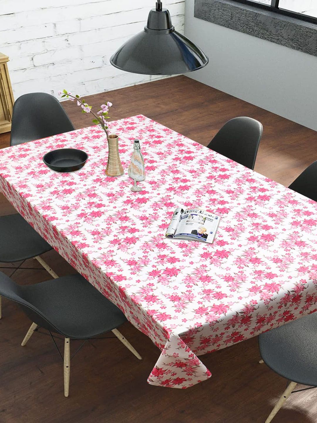 Dakshya Industries Pink Floral Printed 6-Seater Table Cover-picture-18