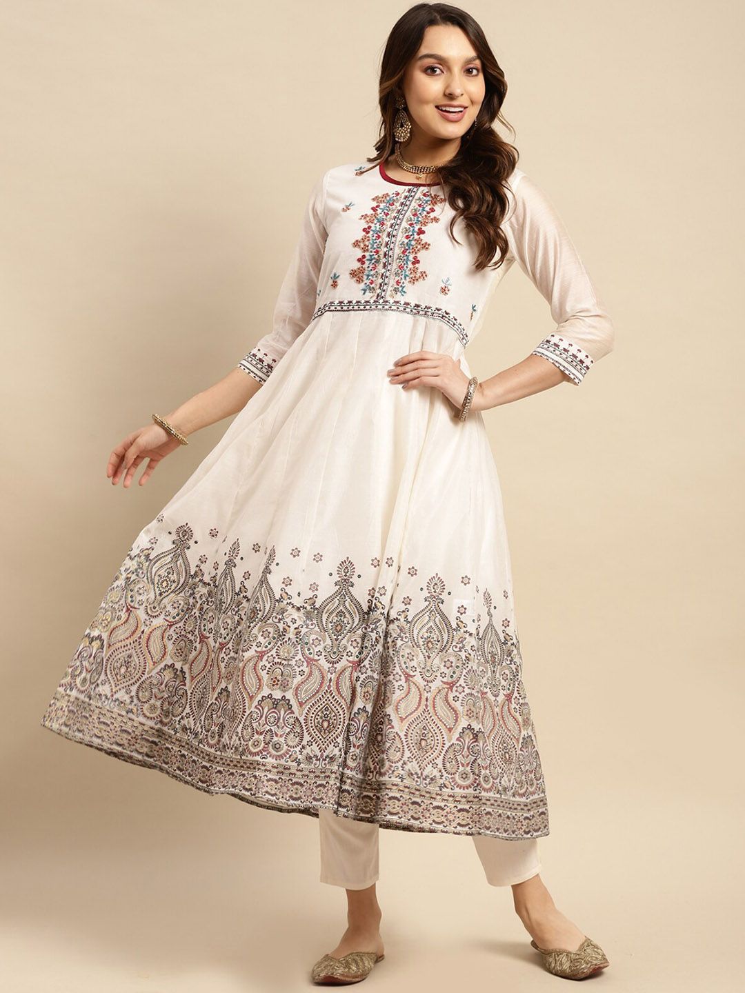 Rangita Ethnic Motifs Printed Anarkali Chanderi Silk Kurta-picture-24