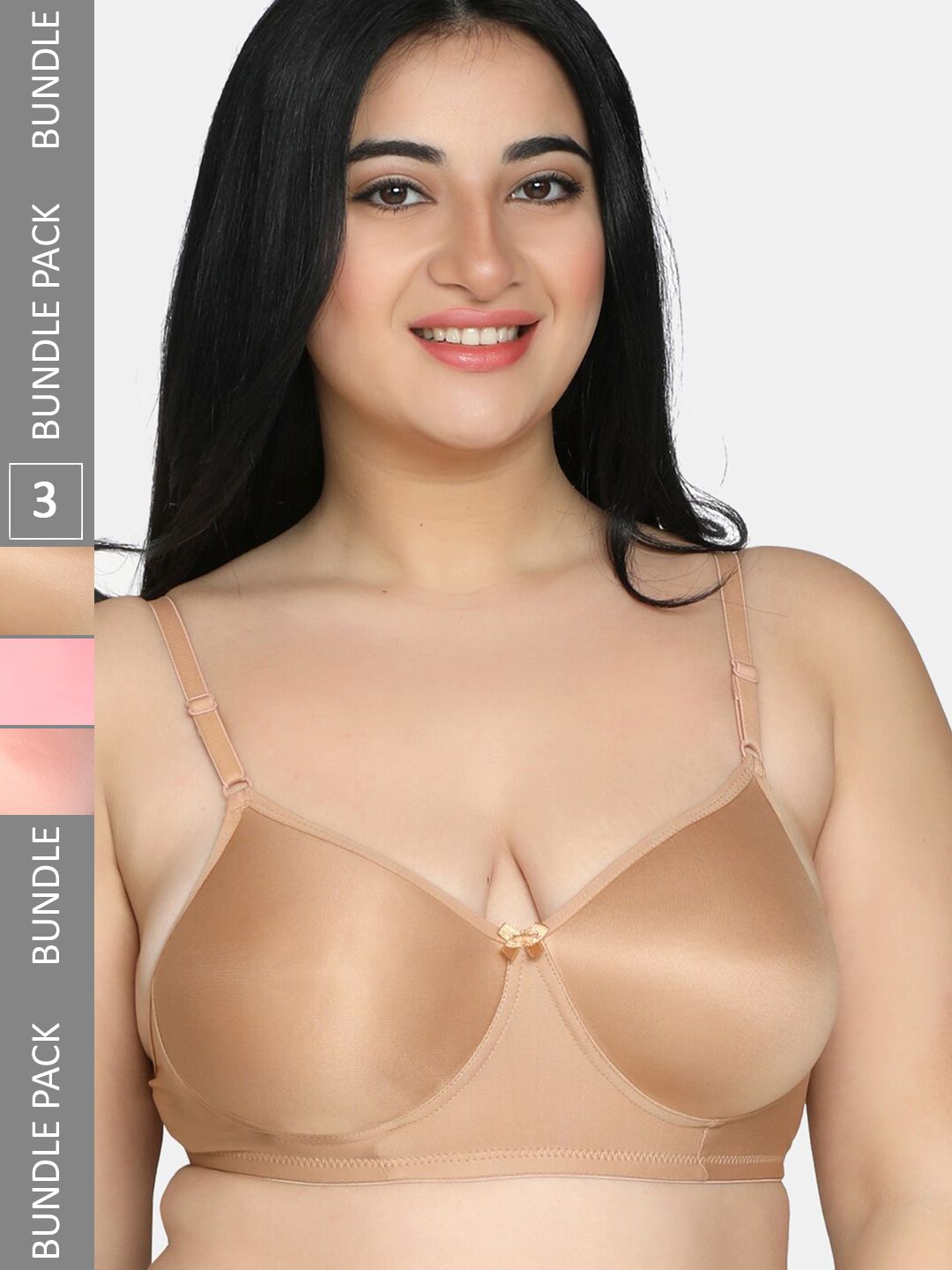 MAROON Pack of 3 Non-Wired Heavily Padded Seamless T-Shirt Bra With All Day Comfort