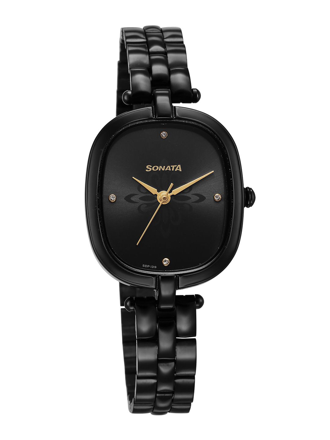 Sonata black metal watches for online ladies