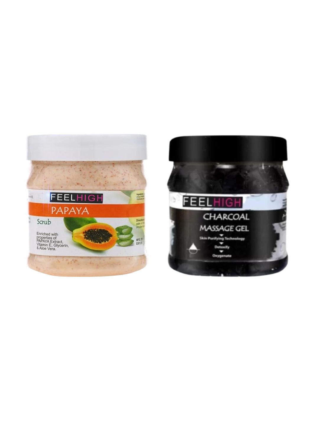 FEELHIGH Set of Papaya Face Scrub & Charcoal Massage Gel - 500 ml Each-image-35