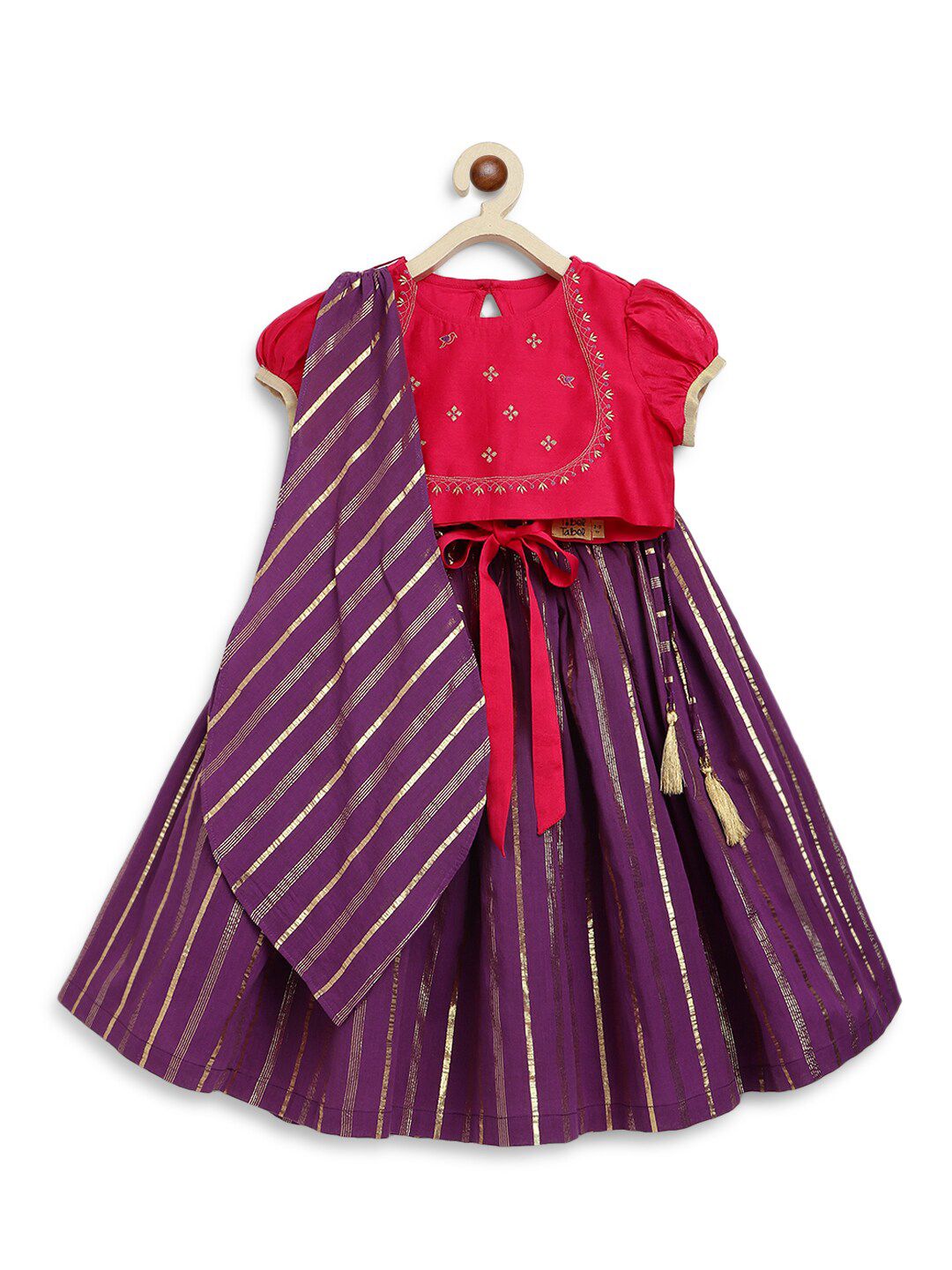Tiber Taber Girls Ethnic Motifs Embroidered Ready to Wear Lehenga With Choli & Dupatta-picture-28