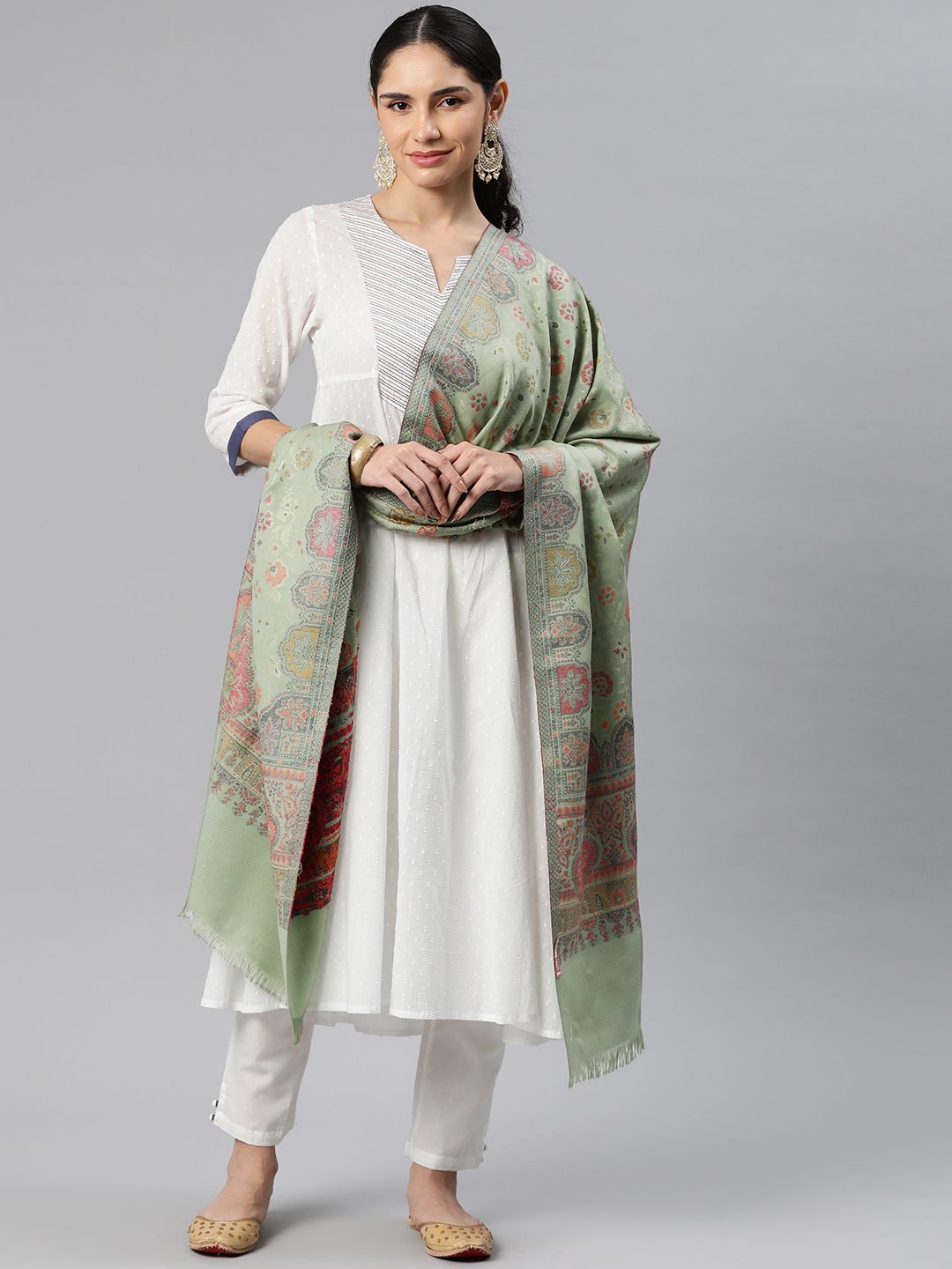 HK colours of fashion Women Floral Woven Design Pashmina Shawl-picture-10