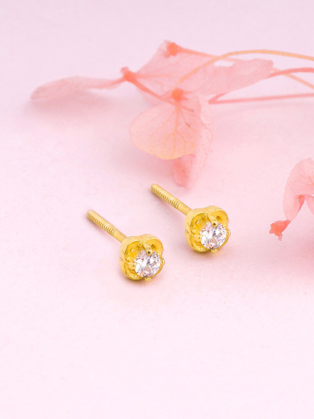 GIVA 925 Sterling Silver Gold-Plated Contemporary Studs Earrings-image-4